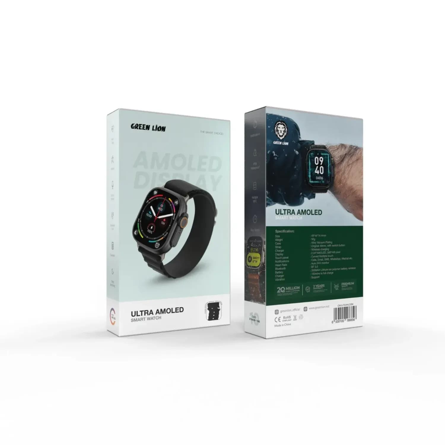 Green Lion Smart Watch - Ultra AMOLED, Black 2