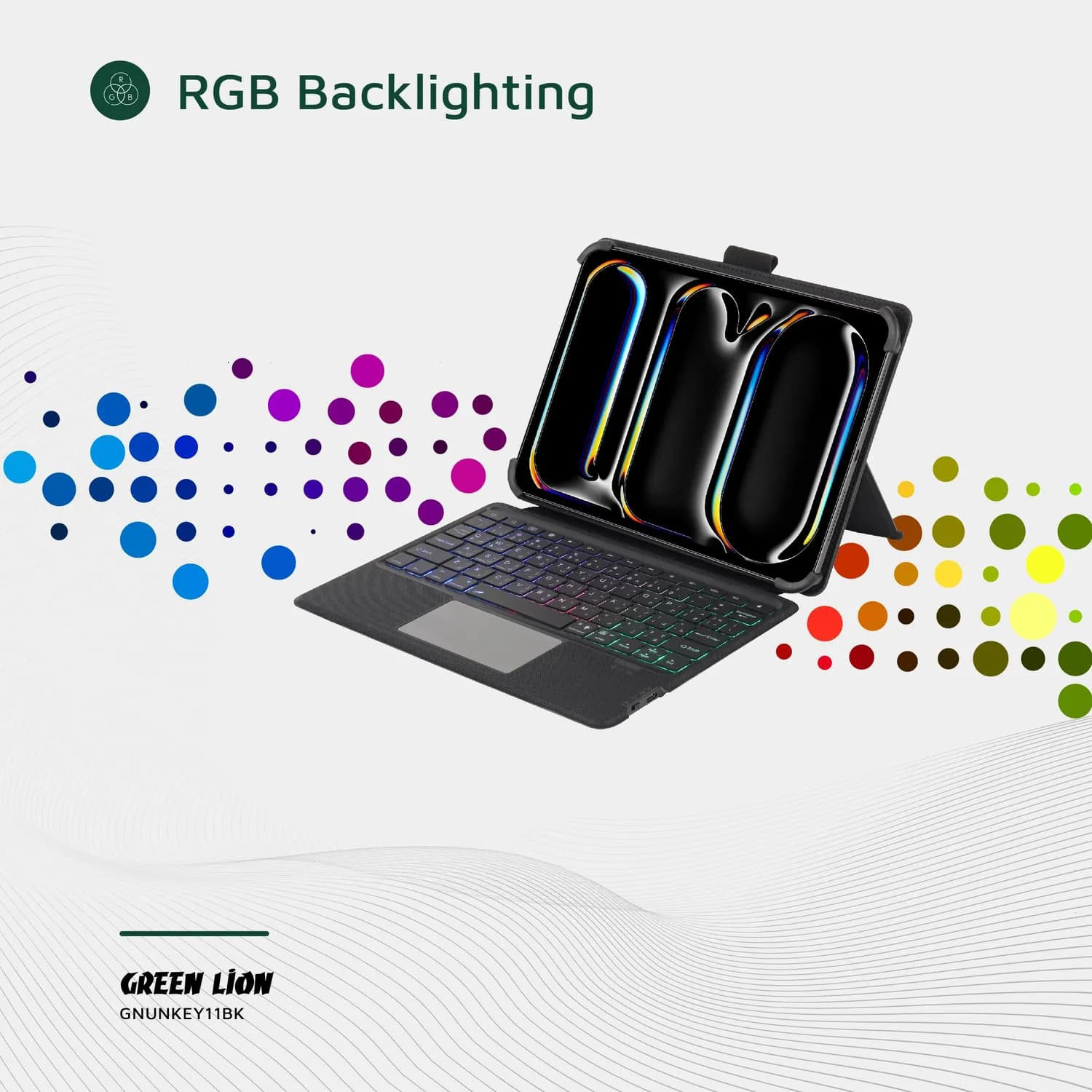Green Lion Keyboard Case - Arabic & English, Bluetooth, Black 3