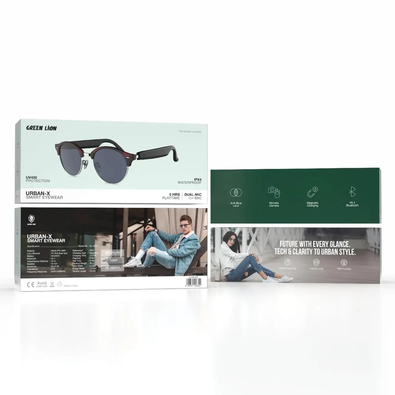 Green Lion Smart Eyewear Urban-X - Casual, Red 4