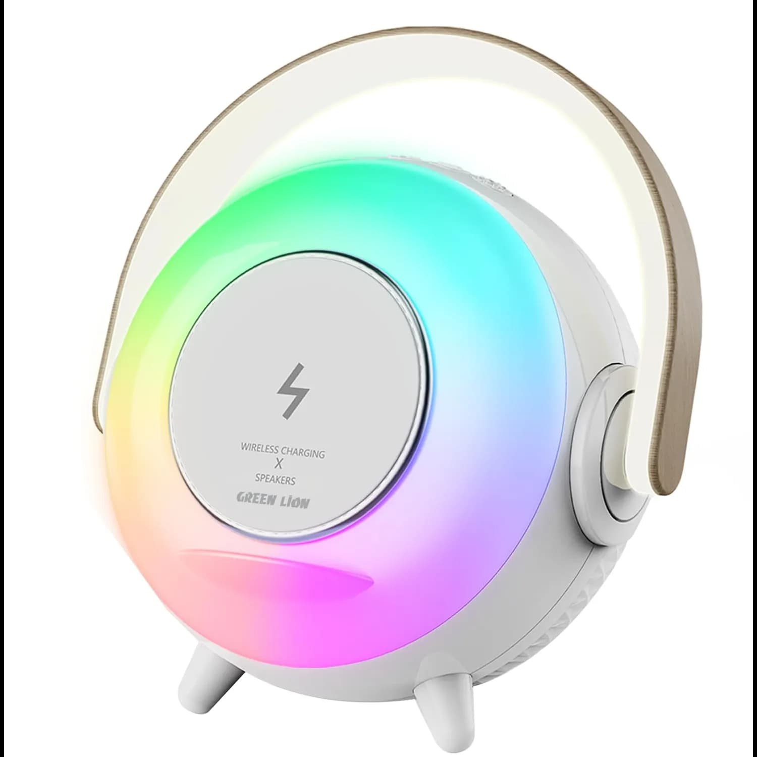 Green Lion Bedside Lamp Uranus - 15W Wireless Charger, BT Speaker, white 3