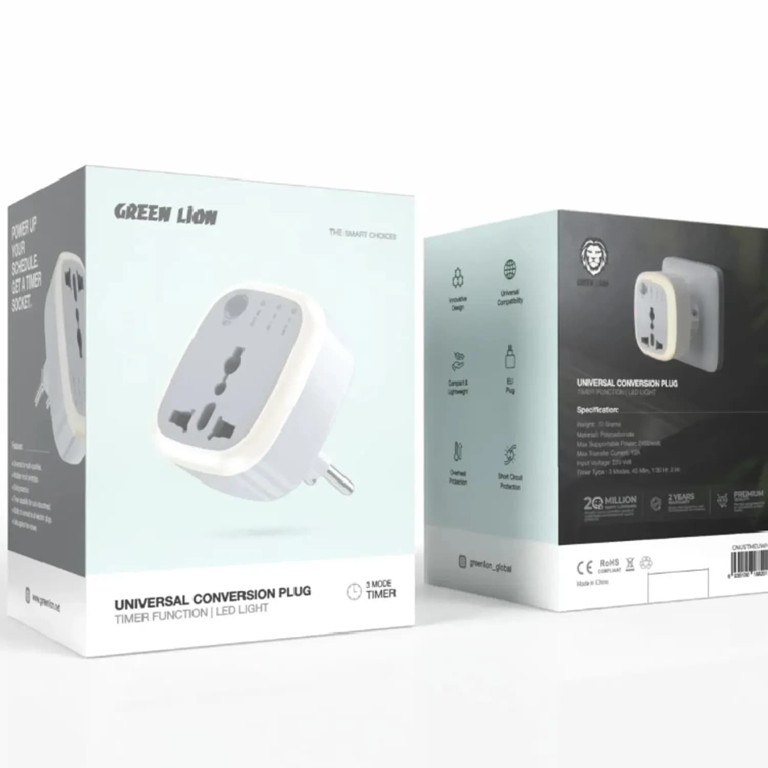 Green Lion Timer Adaptor GNTM - 3 Outlets, White 3
