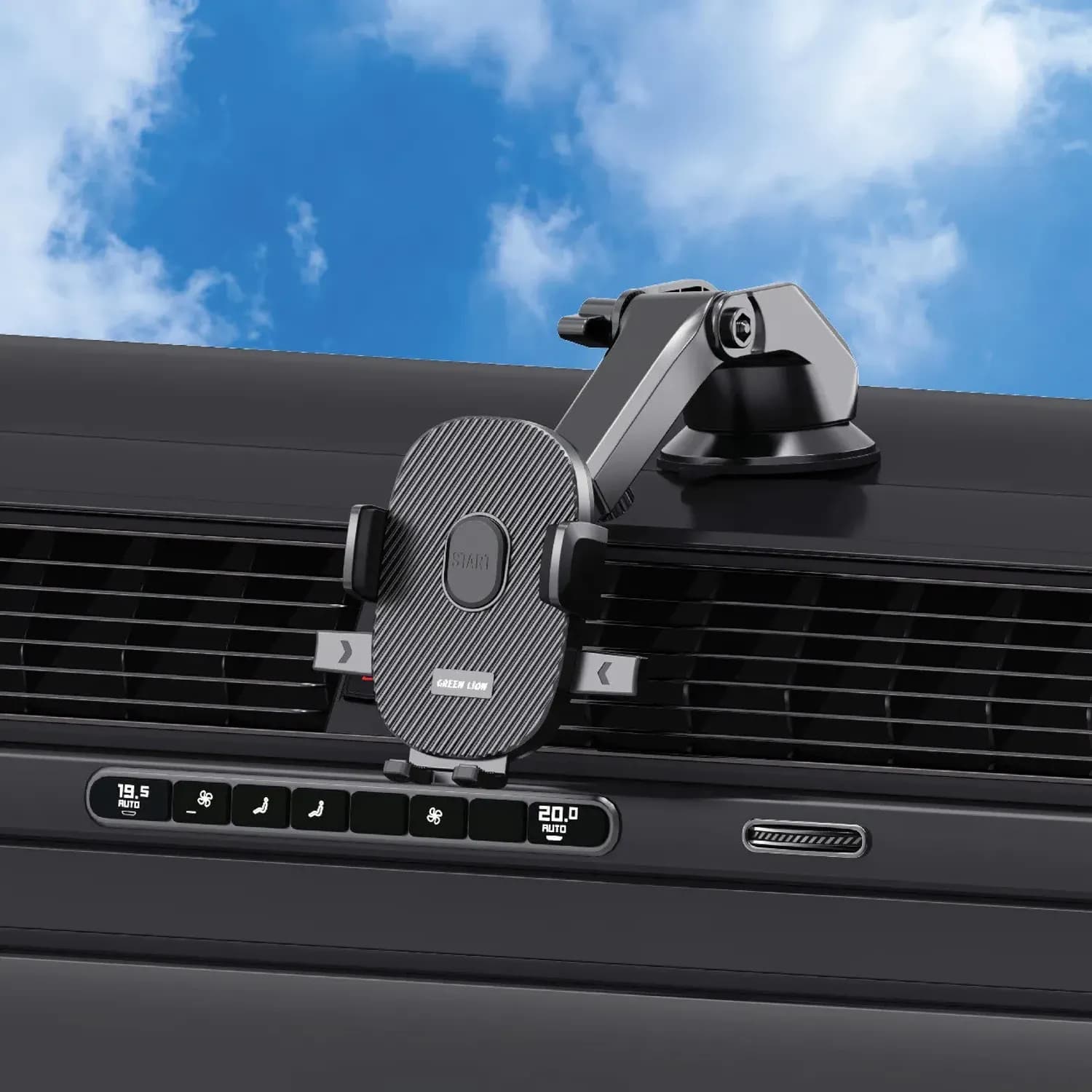 Green Lion Car Phone Holder - 360° Rotation, Black 3