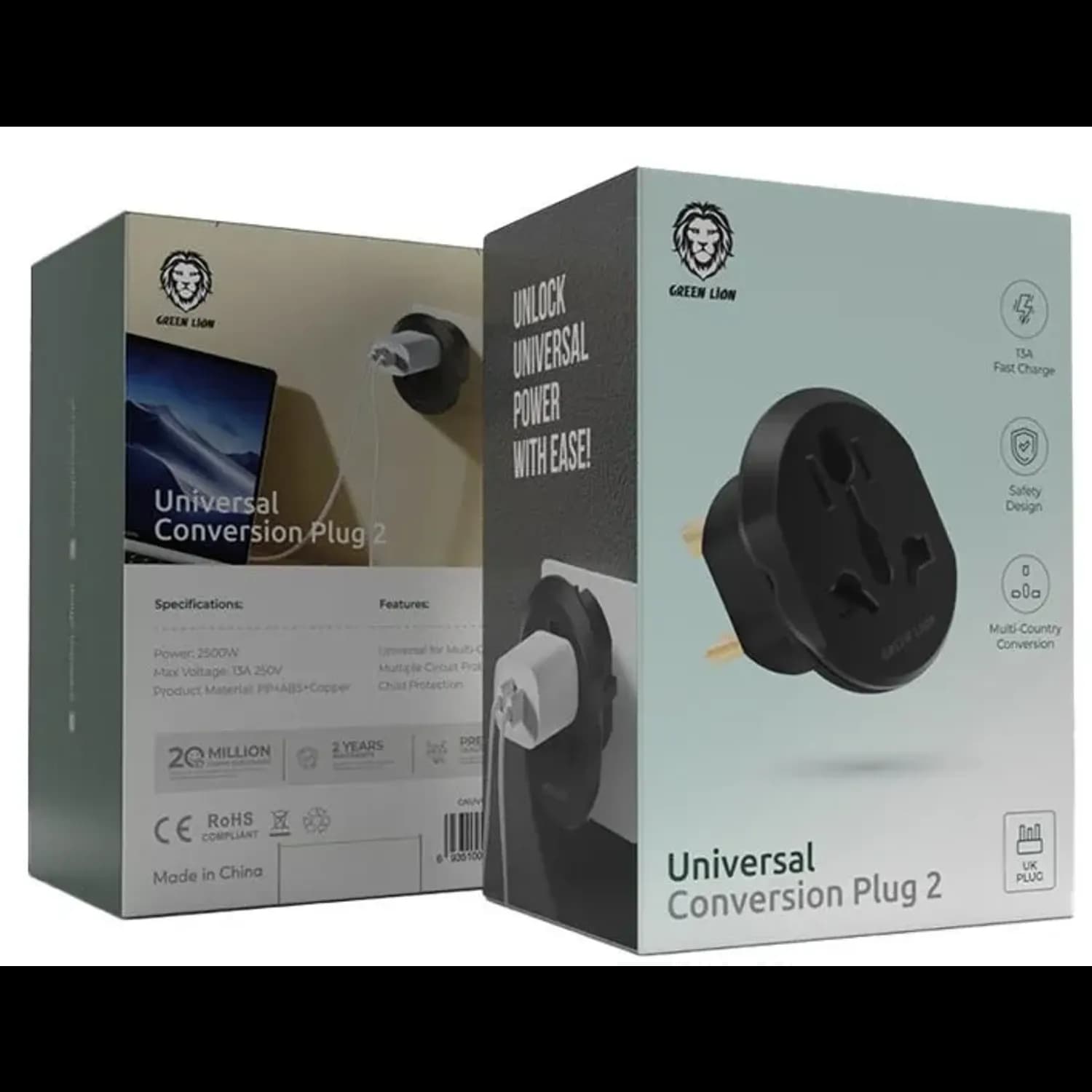 Green Lion Universal Conversion Plug - Type G, Black 3