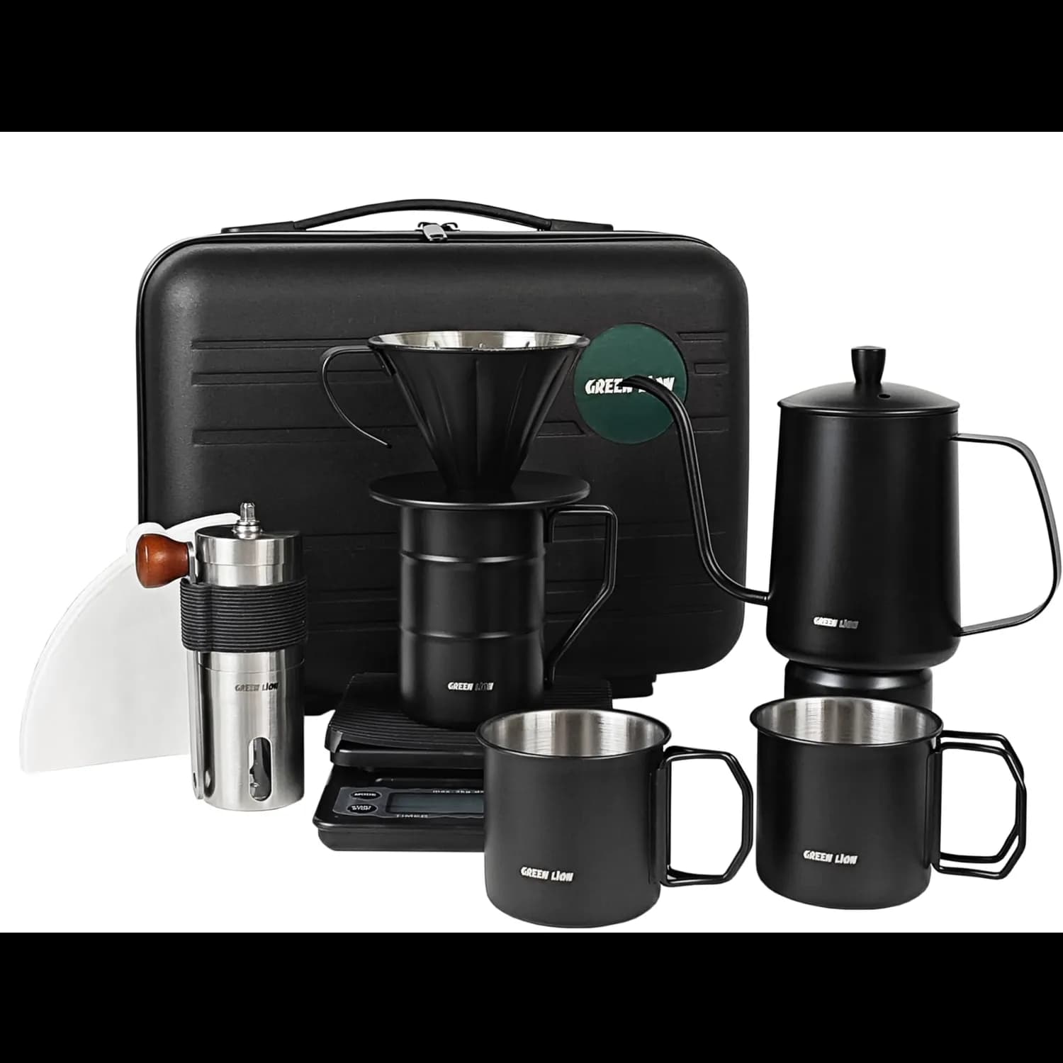 Green Lion Portable V60 Coffee Maker Set Pro - Complete Kit, Black 1 Green Lion Portable V60 Coffee Maker Set Pro - Complete Kit, Black 1