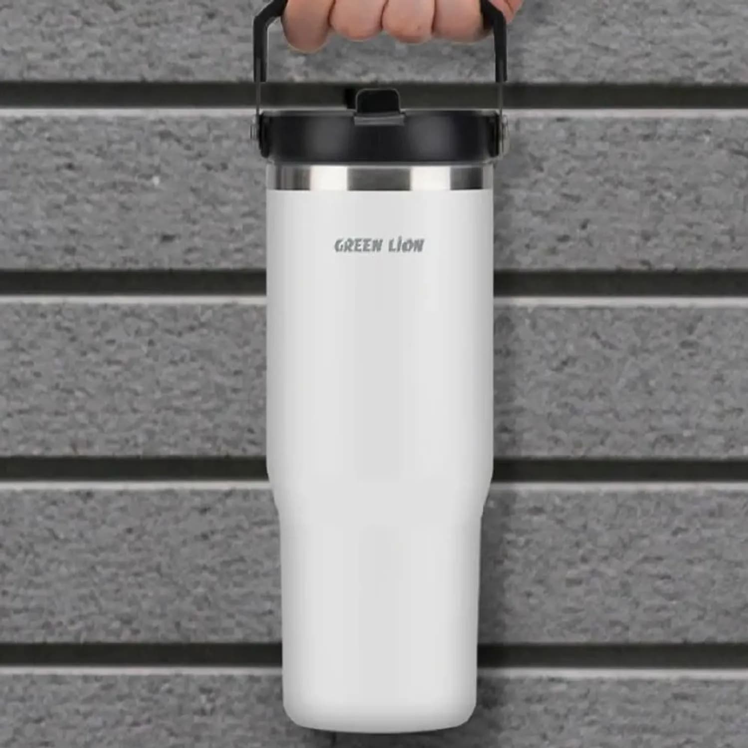 Green Lion Vacuum Tumbler - 900ml Double-Wall, White — Black 3