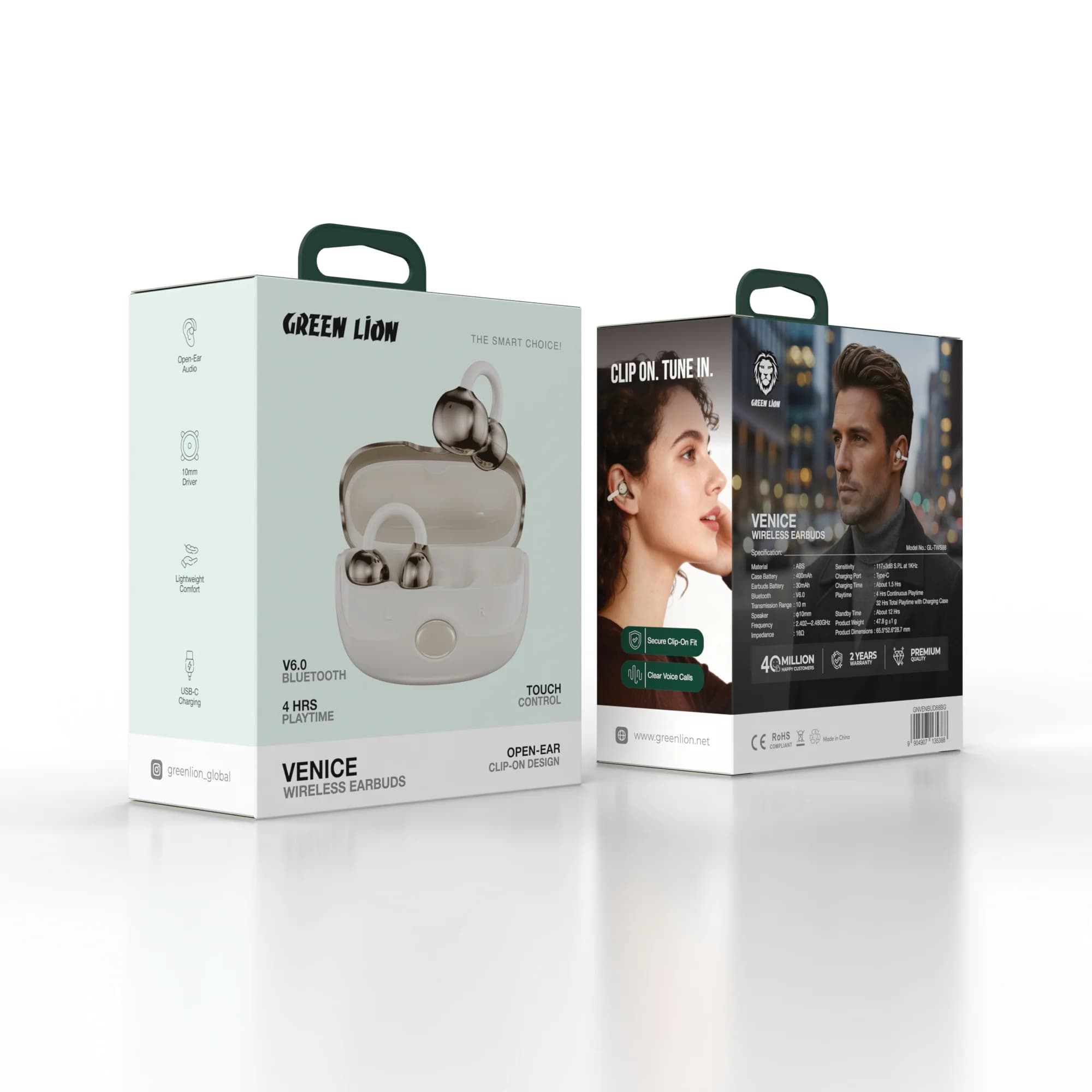 Green Lion Wireless Earbuds VENICE - Open-Ear, Touch Control, Beige 4