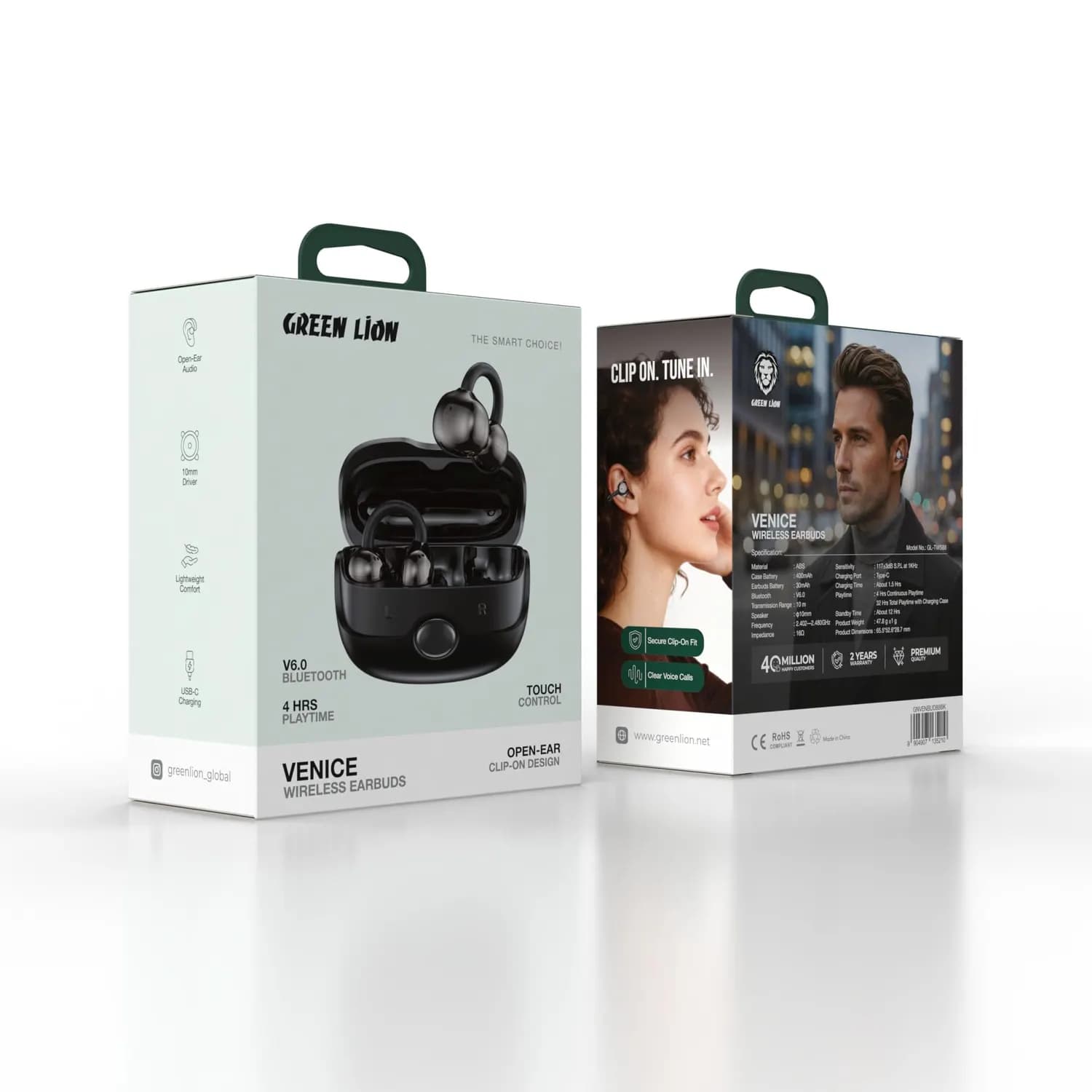 Green Lion Wireless Earbuds VENICE - Bluetooth 6.0, Touch Control, Black 4