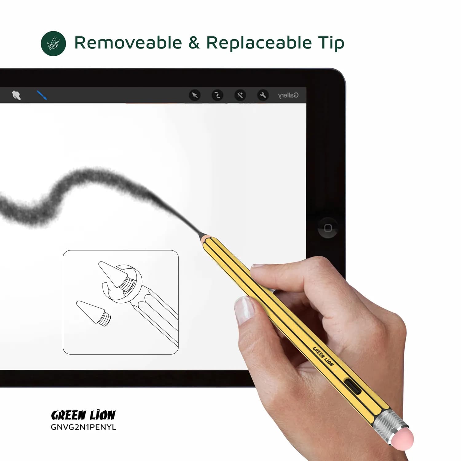 Green Lion Stylus Pencil Vintage - 2 in 1, Yellow 5