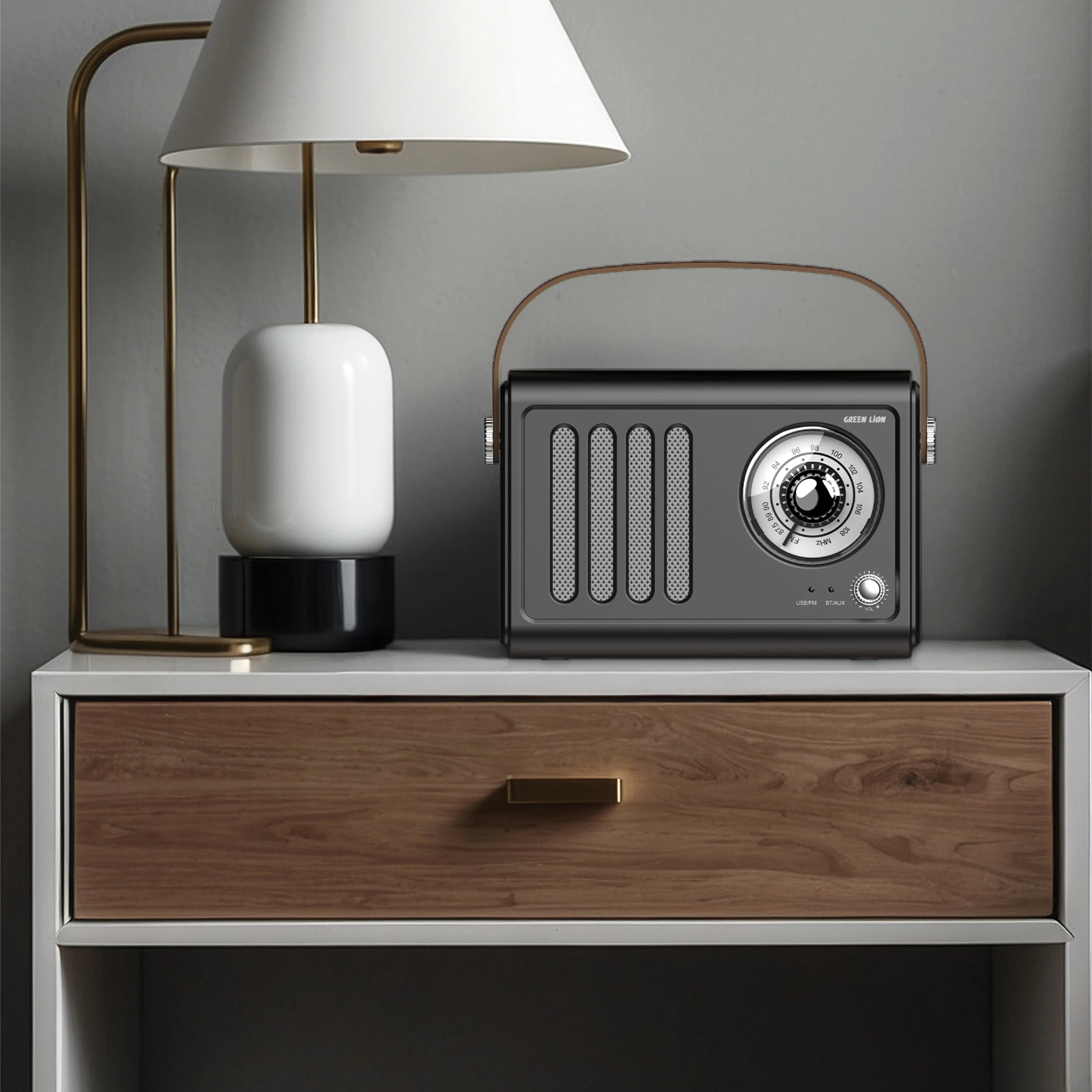 Green Lion Vintage Radio Speaker GNVINRDSPKBK - Bluetooth 5.3, Black 2
