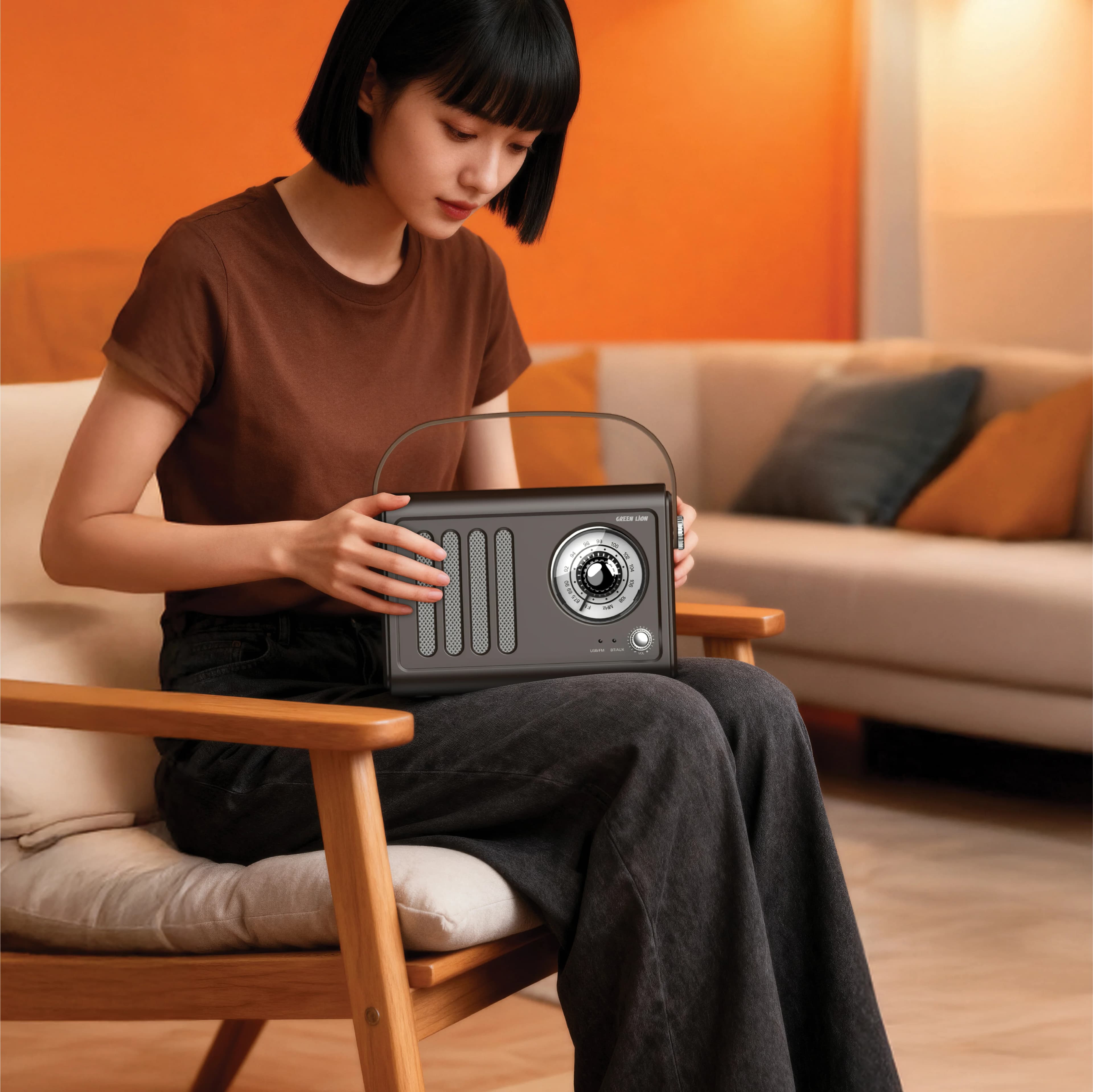 Green Lion Vintage Radio Speaker GNVINRDSPKBK - Bluetooth 5.3, Black 3