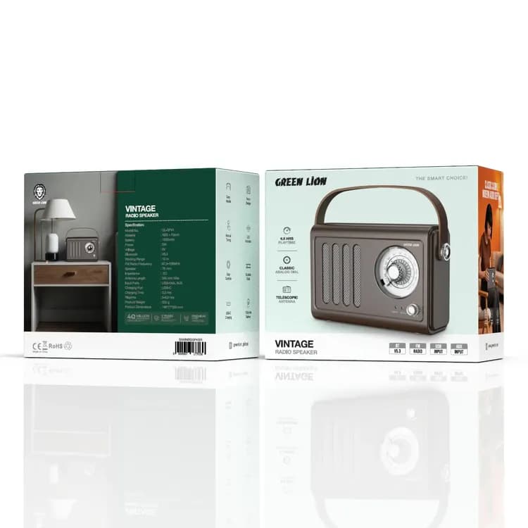 Green Lion Vintage Radio Speaker - Bluetooth 5.3, Brown 4