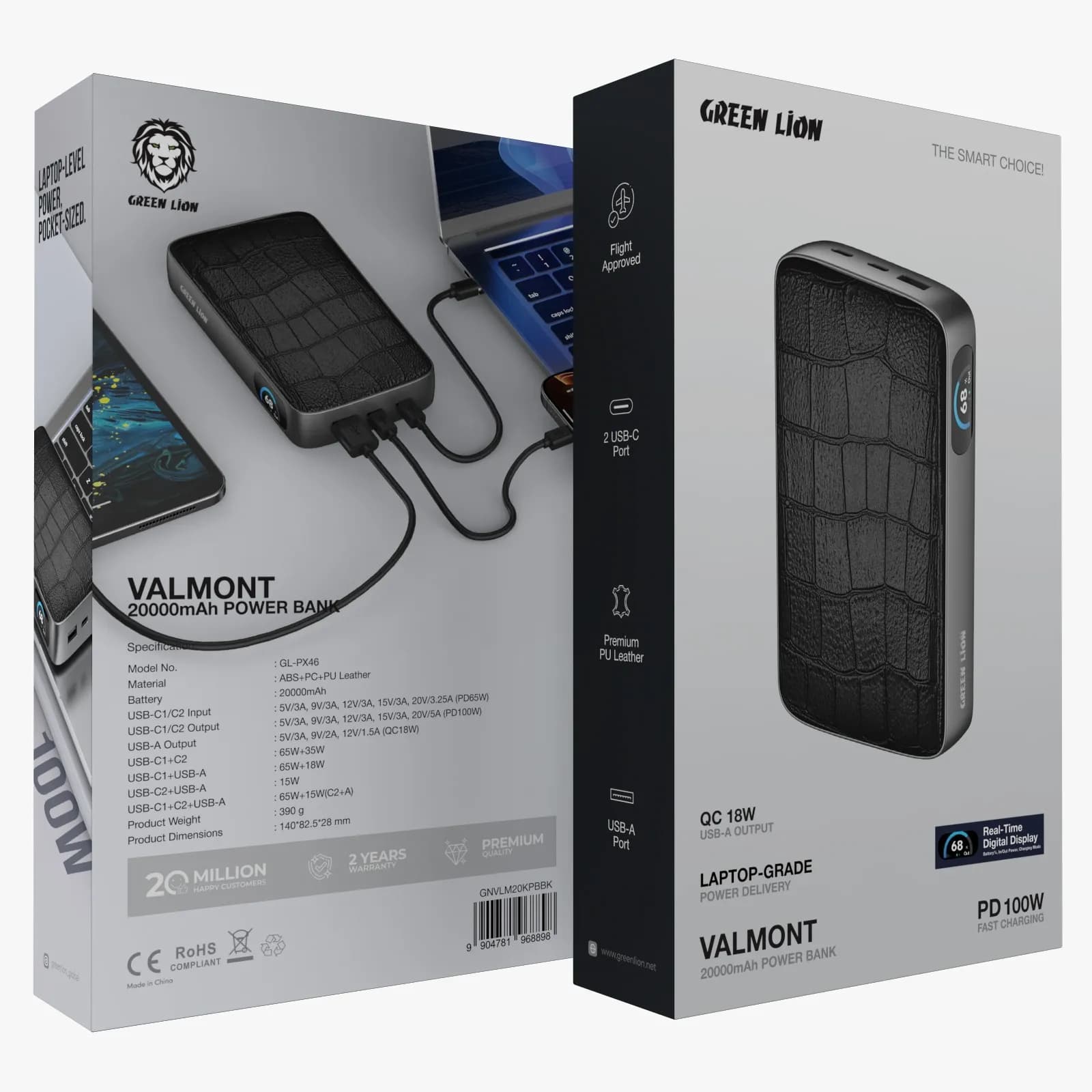 Green Lion Valmont 20000mAh Power Bank PD 100W - Black 4
