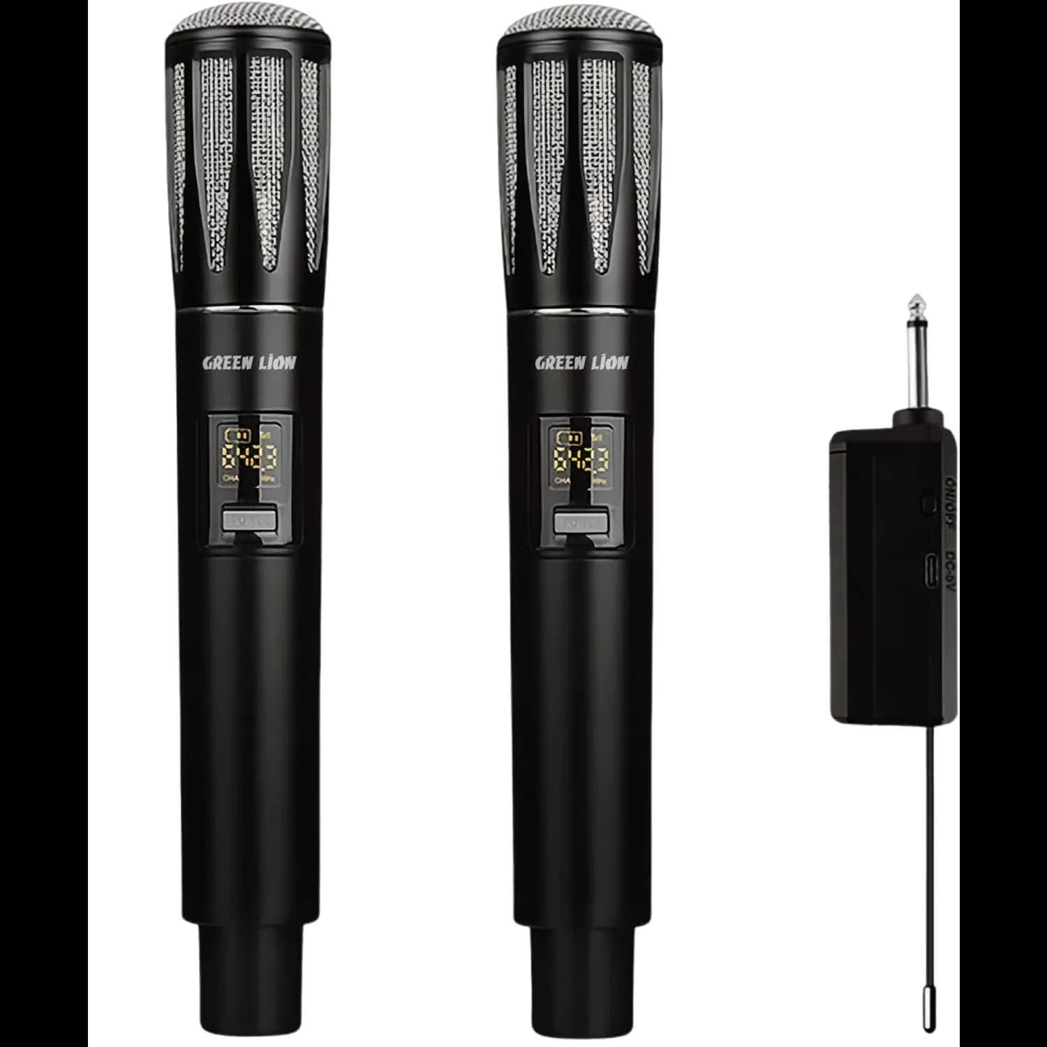 Green Lion Wireless Dual Dynamic Microphones - Rechargeable, Black 1
