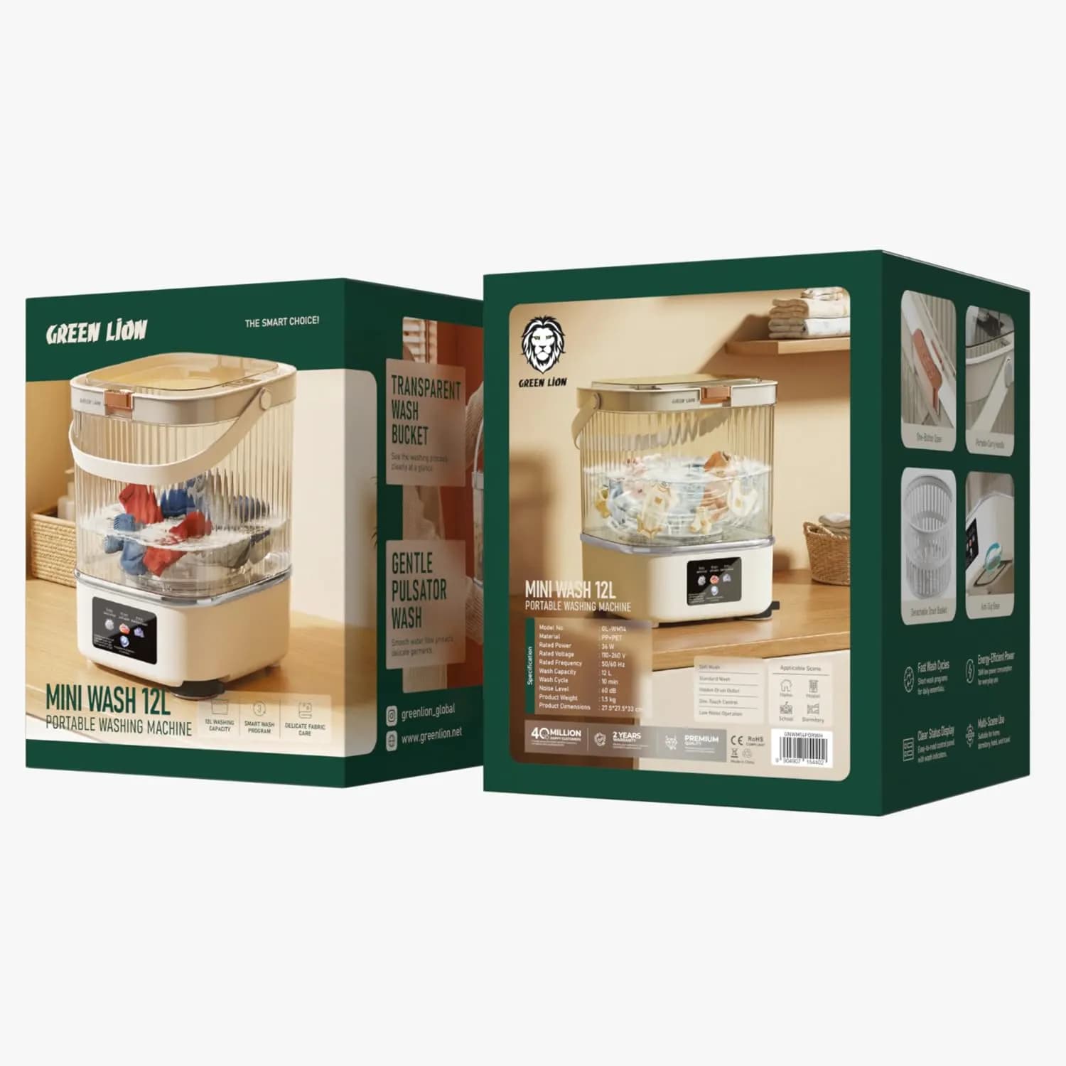Green Lion Portable Washing Machine - 12L, Clear Bucket 5