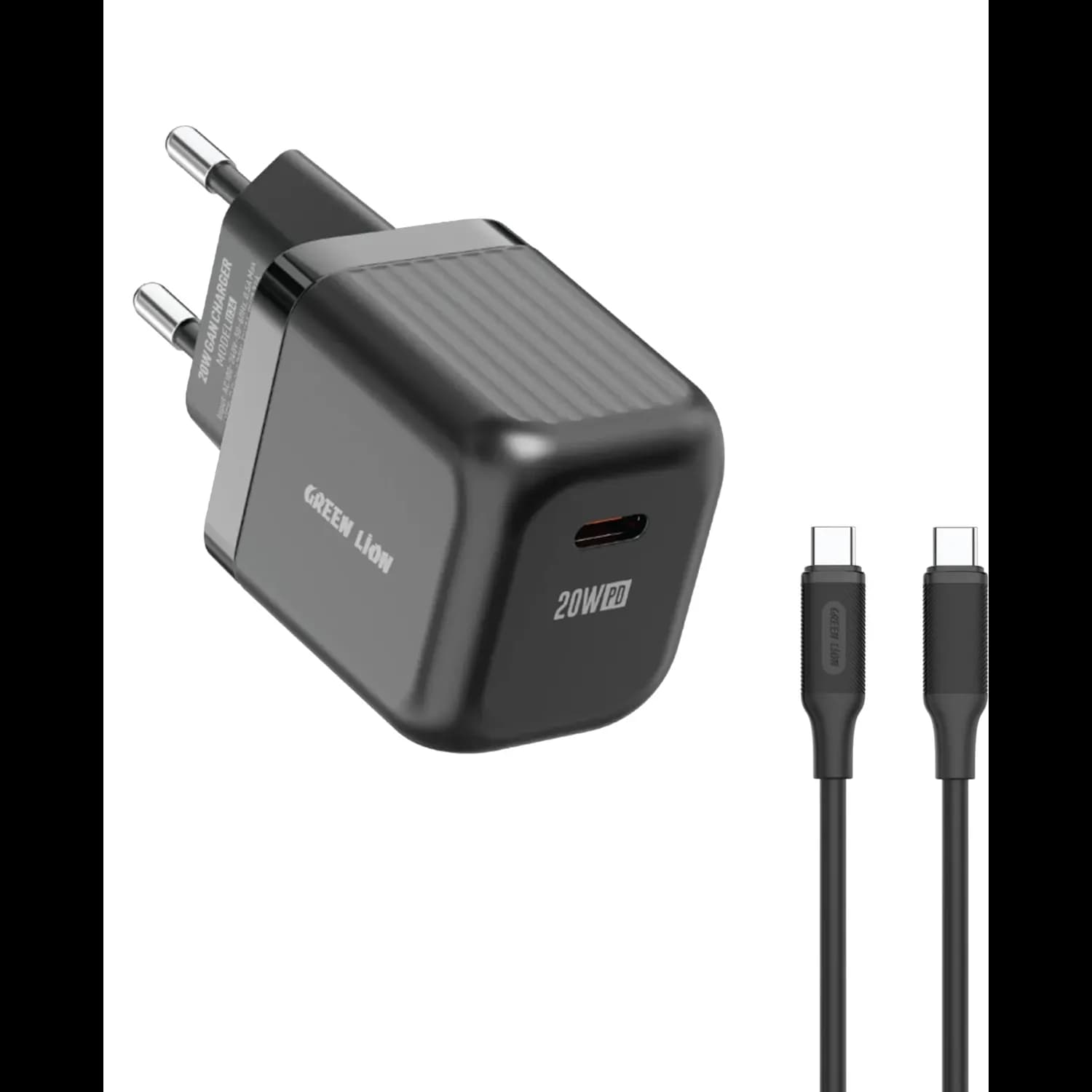 Green Lion GaN Charger - 20W PD, USB-C, Black 1