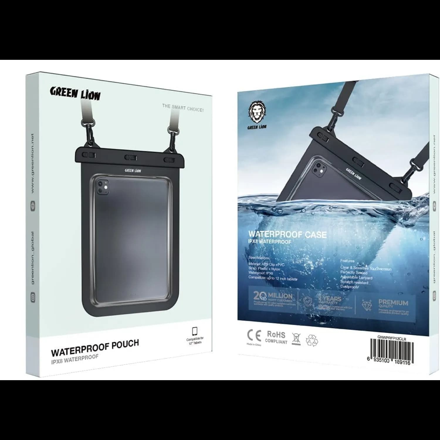 Green Lion Waterproof Pouch - IPX8, Clear, 12" Tablets 3