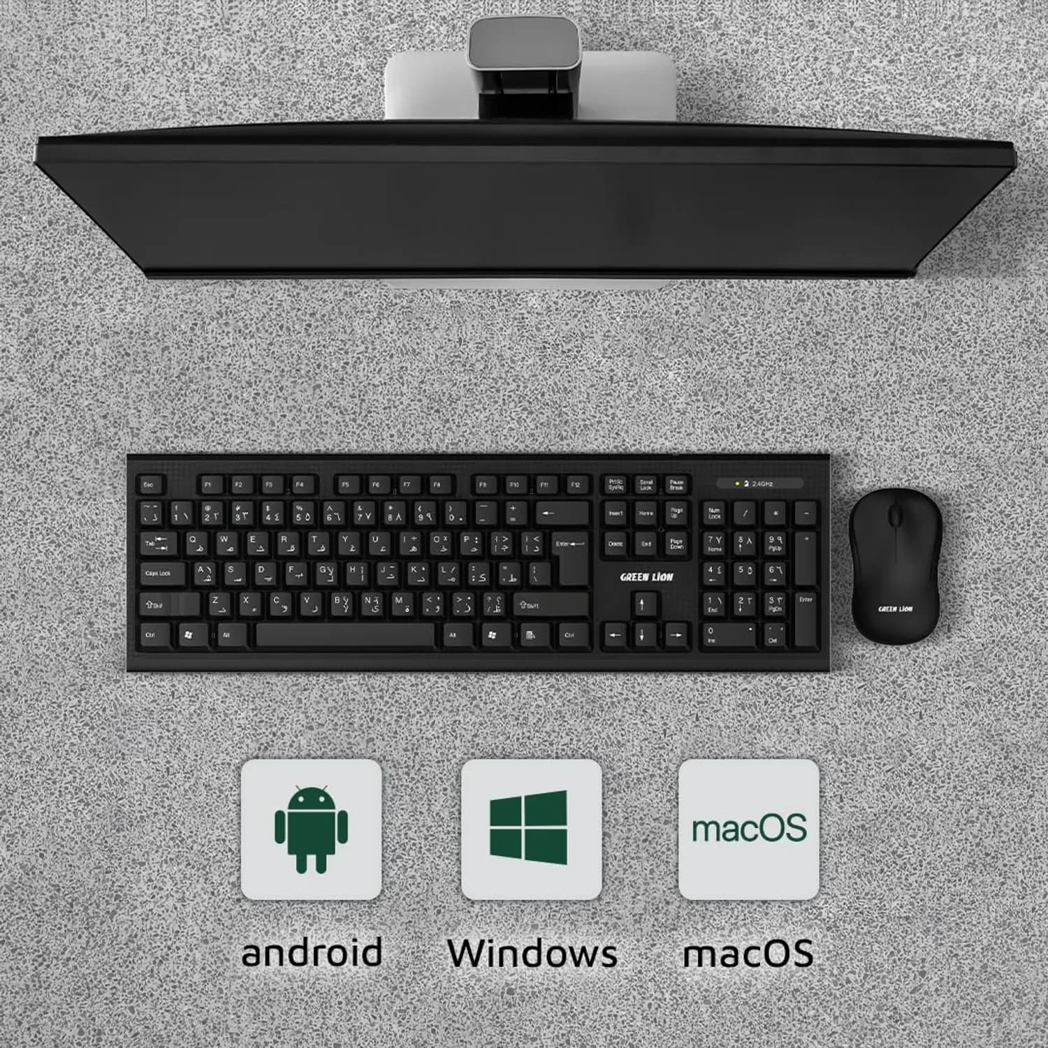 Green Lion Wireless Keyboard & Mouse Duo - Arabic & English, Black 3