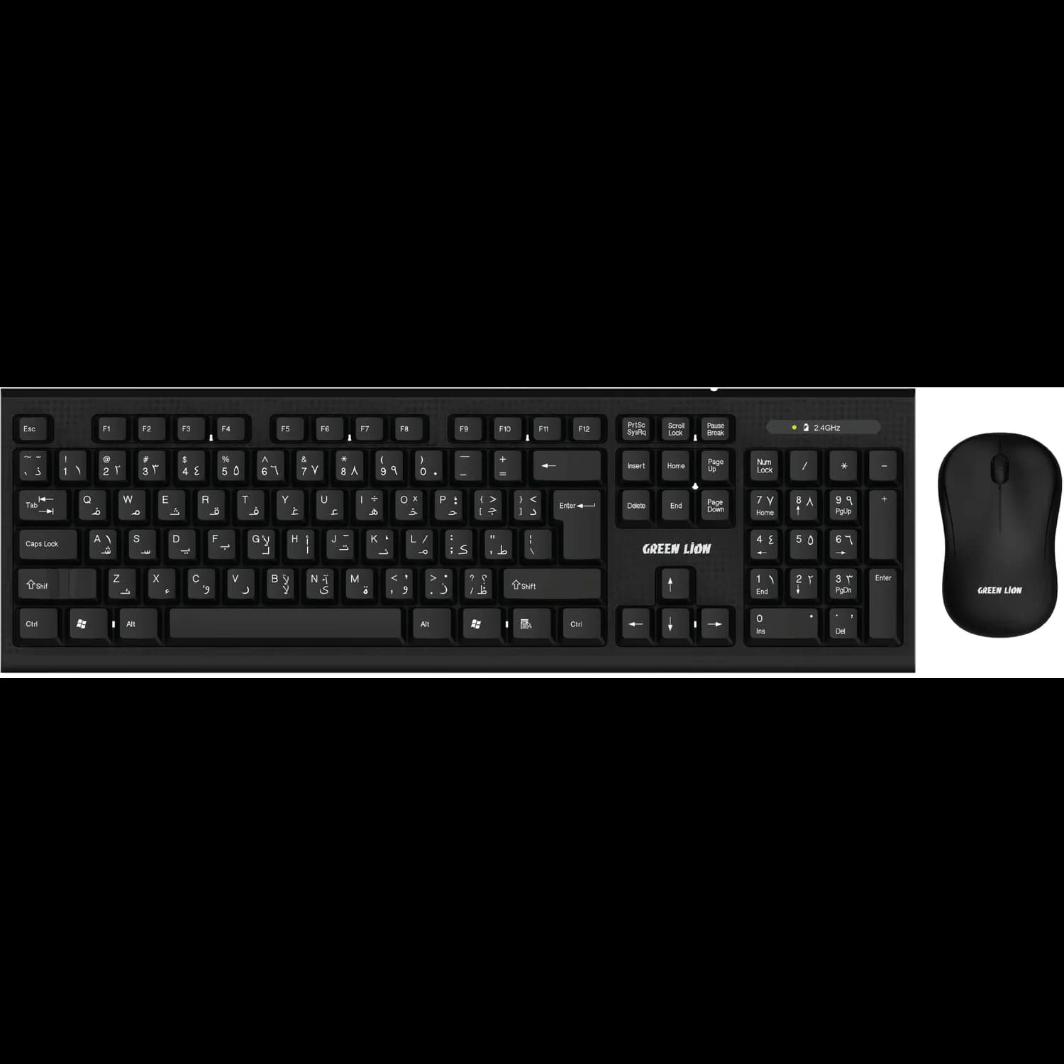 Green Lion Wireless Keyboard & Mouse Duo - Arabic & English, Black 1 Green Lion Wireless Keyboard & Mouse Duo - Arabic & English, Black 1