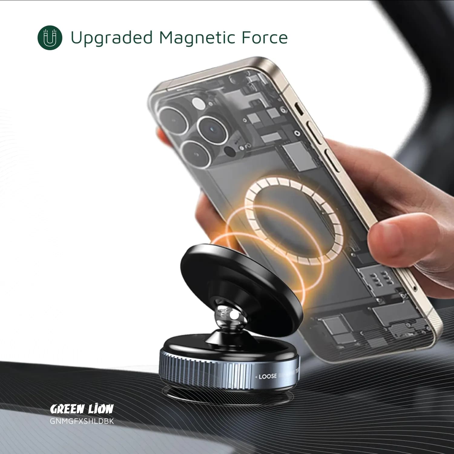 Green Lion Magno Flex Vacuum Suction Holder - 360° Rotation, Black 5