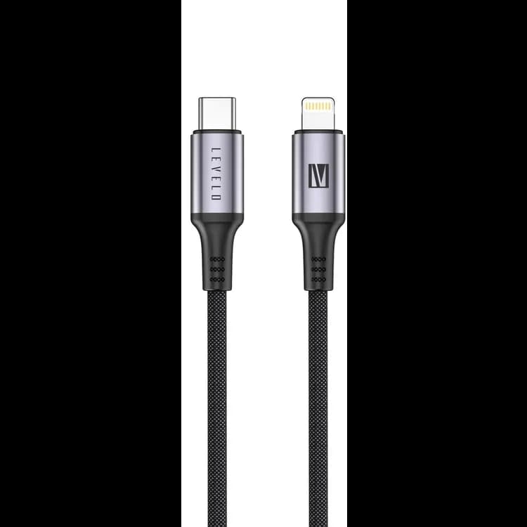 Levelo Otto USB C to Lightning 30W Leather Cable — Black