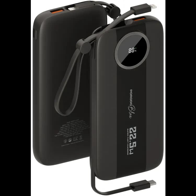 Porodo Power Bank Blue Specca I - 10000mAh, Type-C & Lightning, Black Porodo Power Bank Blue Specca I - 10000mAh, Type-C & Lightning, Black
