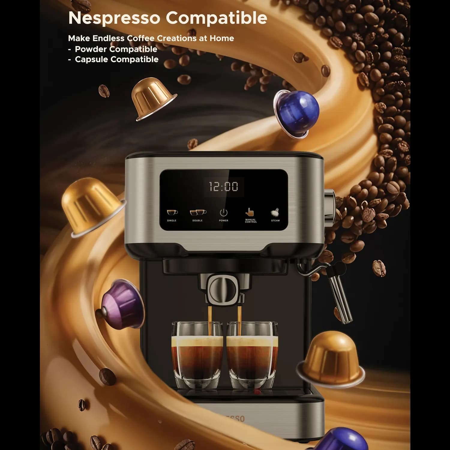 LePresso Espresso Machine - 20 Bar, 1.5L, Black 4