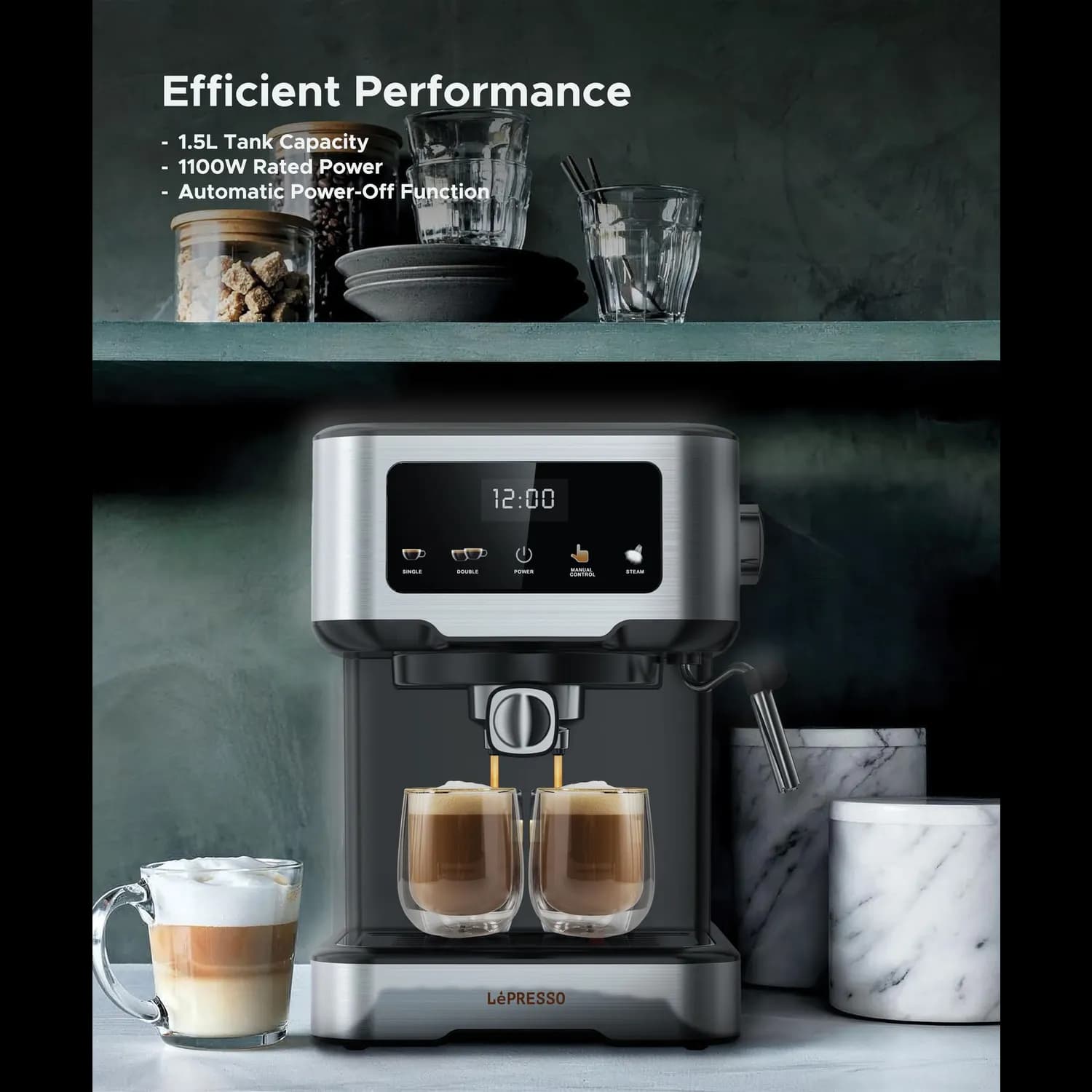 LePresso Espresso Machine - 20 Bar, 1.5L, Black 5