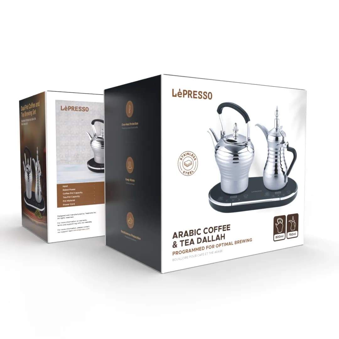LePresso Arabic Coffee & Tea Maker LPARCTMSL - 800ml+750ml, Silver — Silver 2