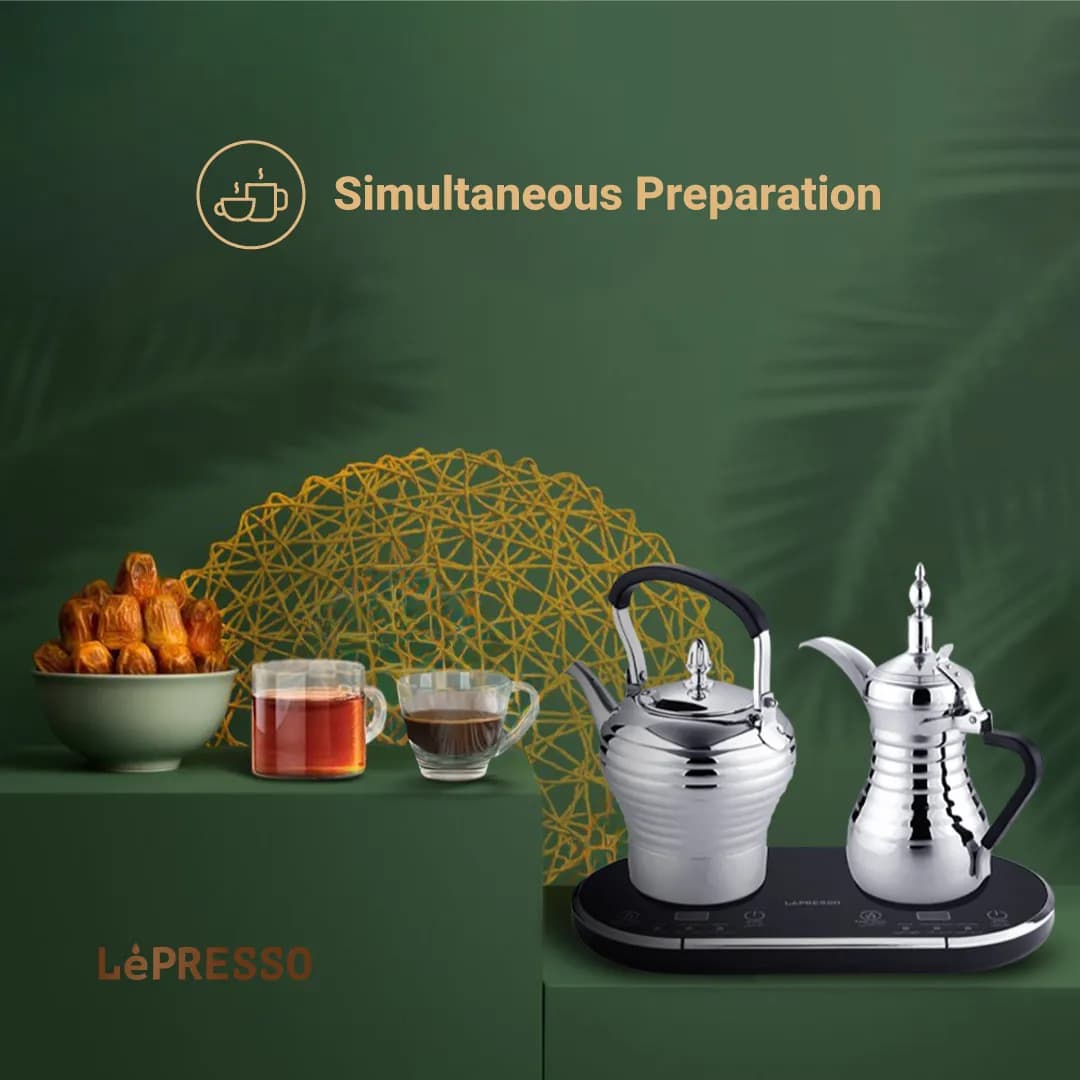 LePresso Arabic Coffee & Tea Maker LPARCTMSL - 800ml+750ml, Silver — Silver 5