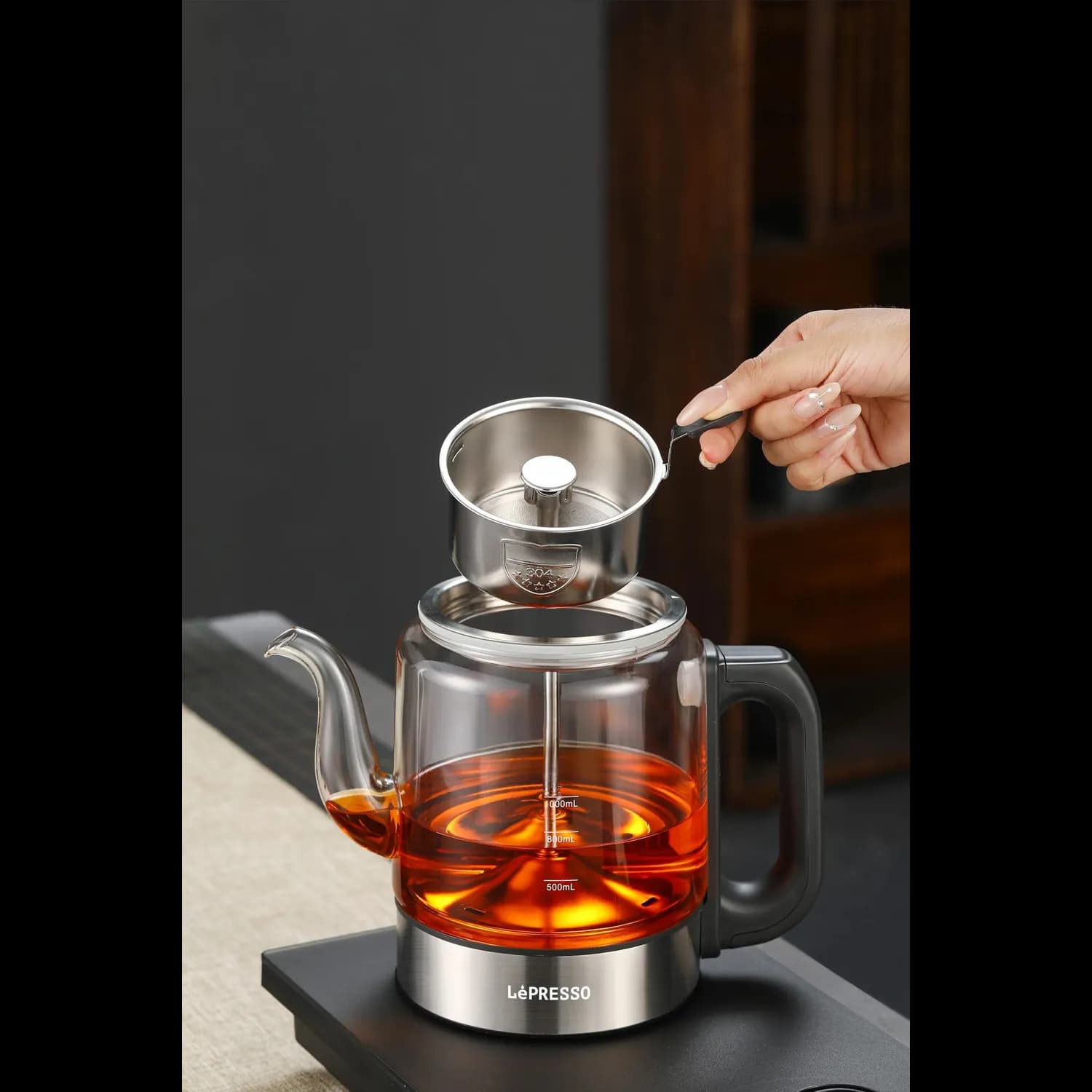 LePresso Tea Brewer and Kettle AuraBrew - 1200ml, Graphite Grey 4