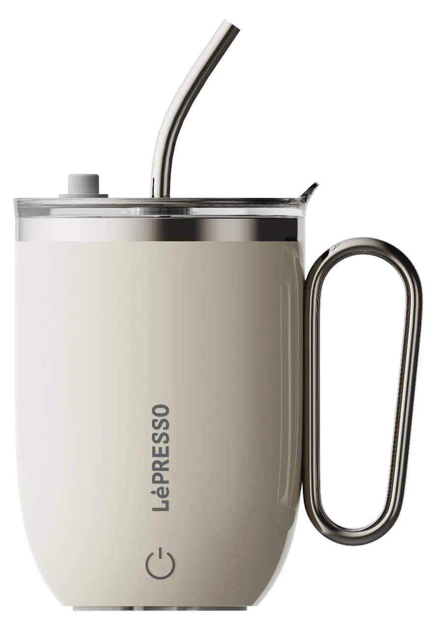 Lepresso Sip Spin Magnetic Auto Stirring Mug with Touch Button - White 3