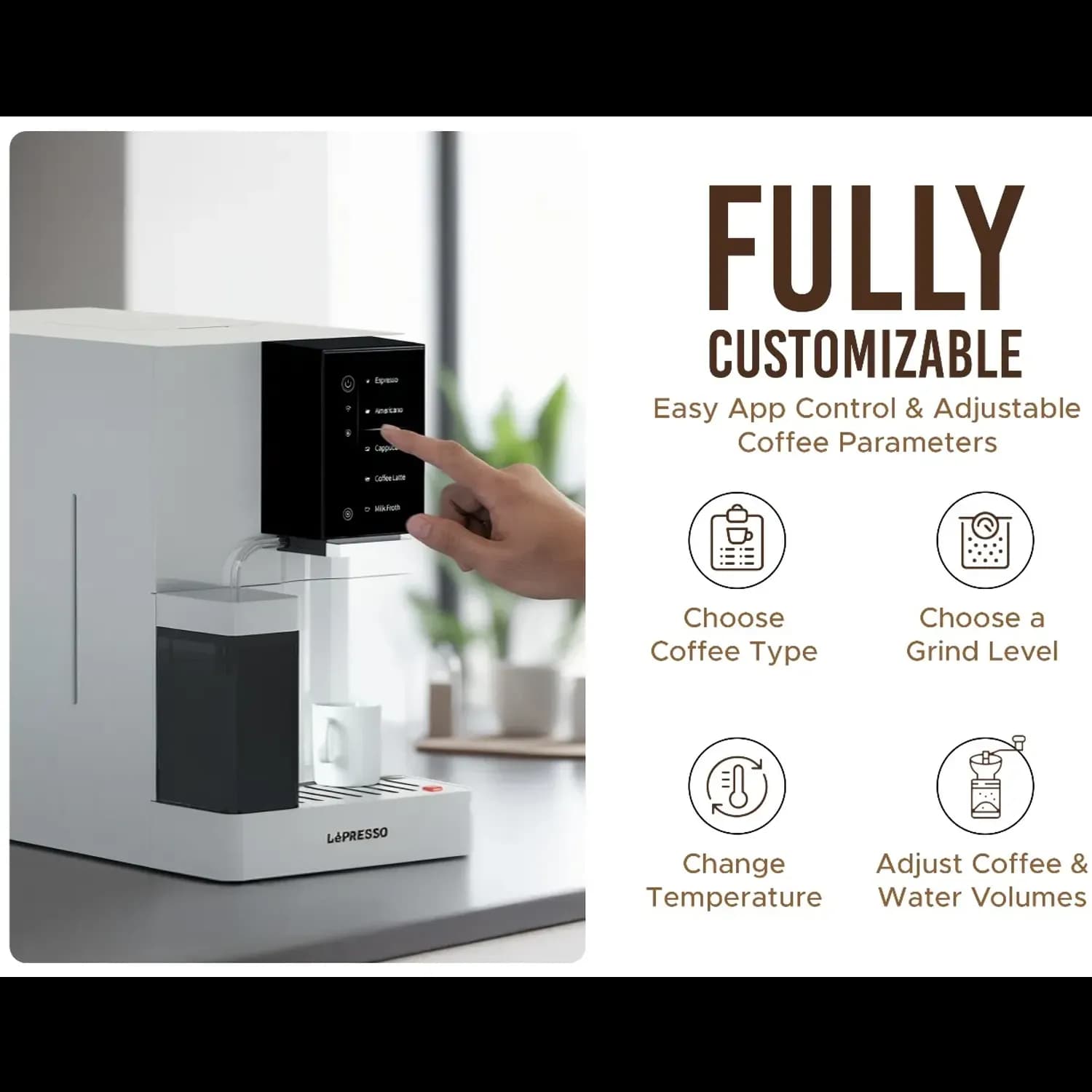 LePresso Coffee Machine - Automatic, Mobile App, White — Black 3