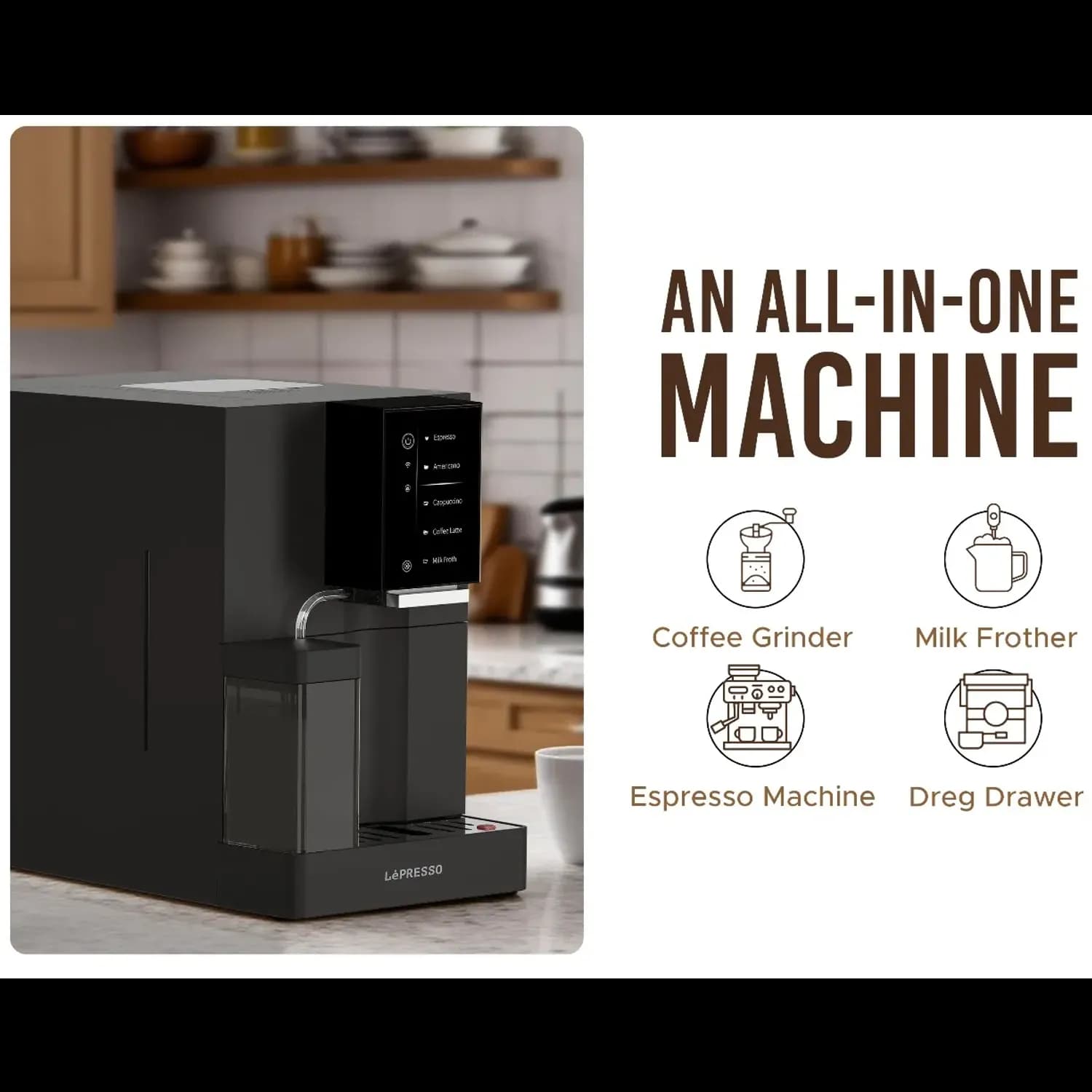 LePresso Coffee Machine - Automatic, Mobile App, White — Black 5