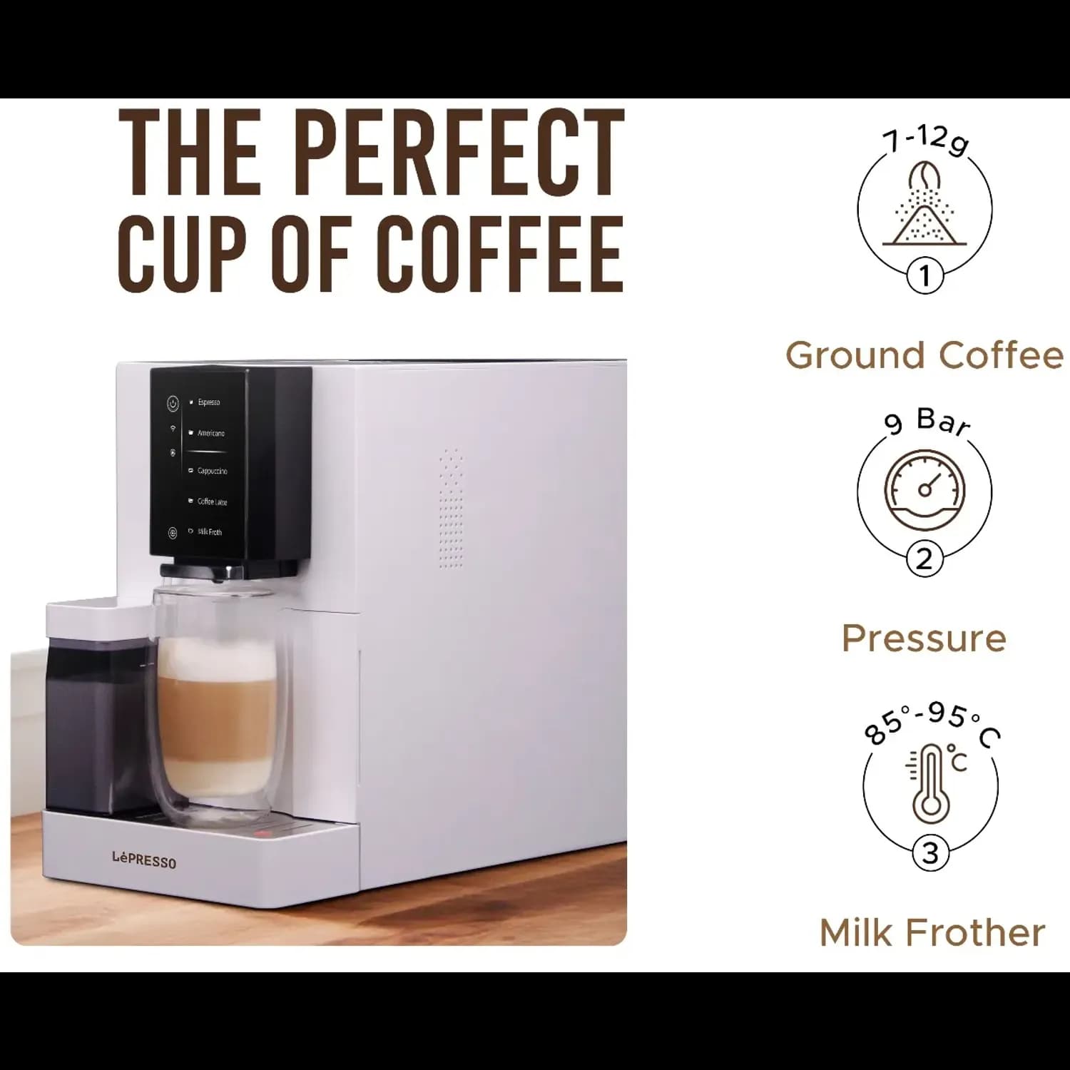 LePresso Coffee Machine - Automatic, Mobile App, White — Black 6