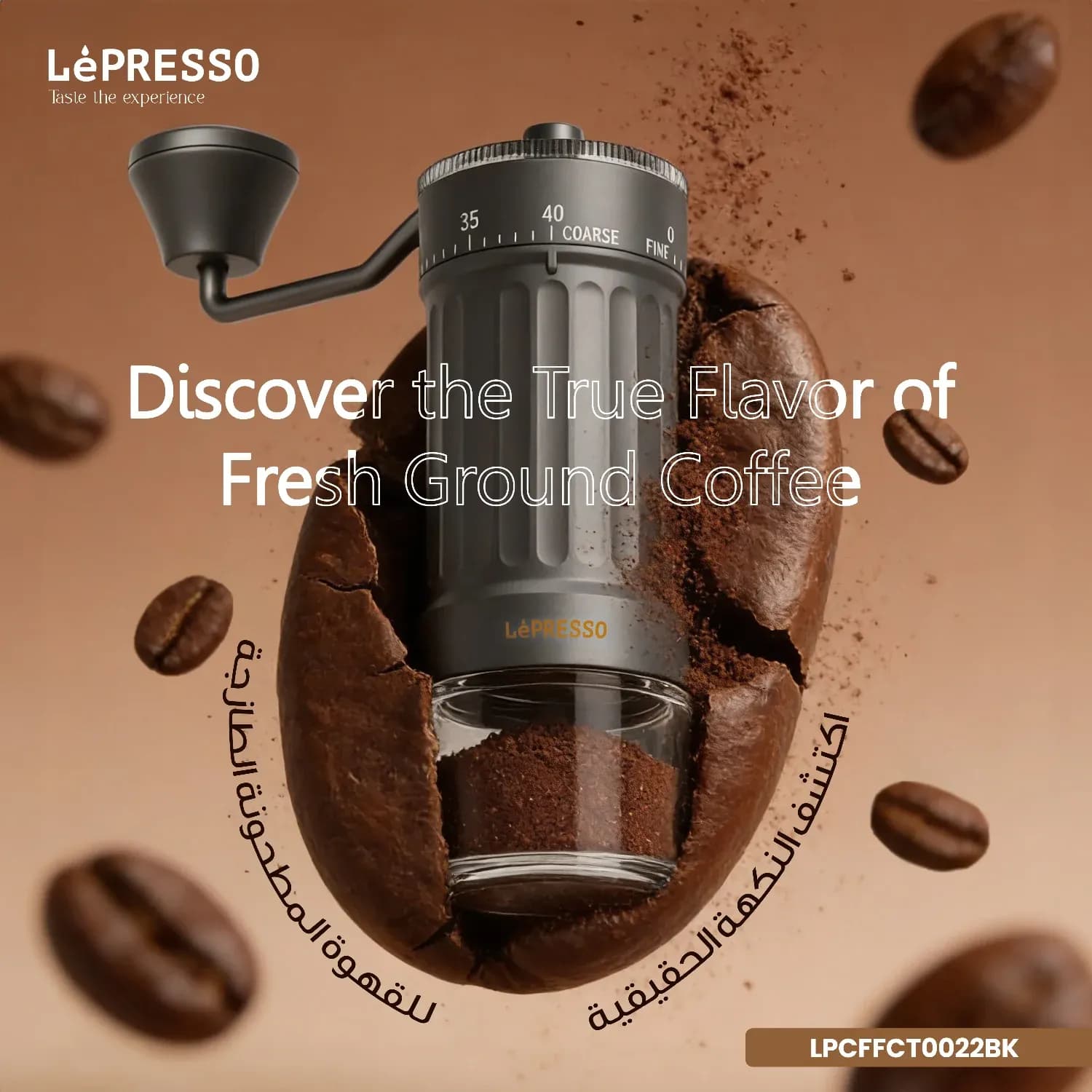 Lepresso Manual Coffee Grinder Caffètradizione - Stainless Steel Burr, Black 4