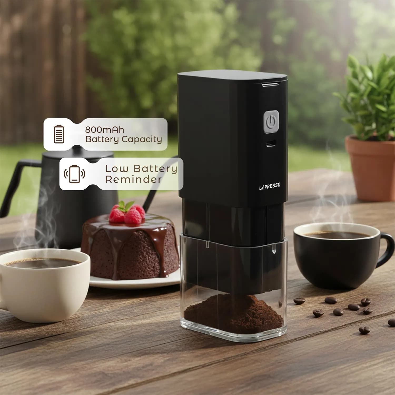 LePresso Coffee Grinder JetGrind - Portable, Rechargeable, Black 2