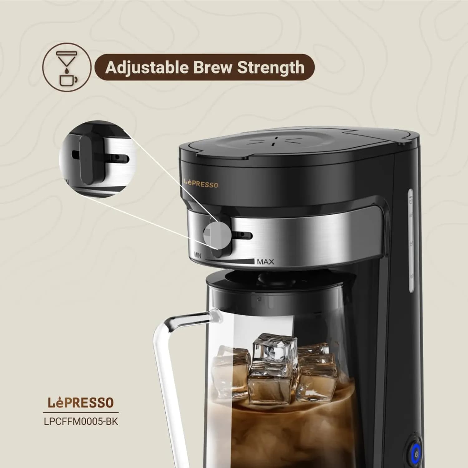 LePresso Cold Brew Coffee Maker - 2.5L, Adjustable Strength, Black 4