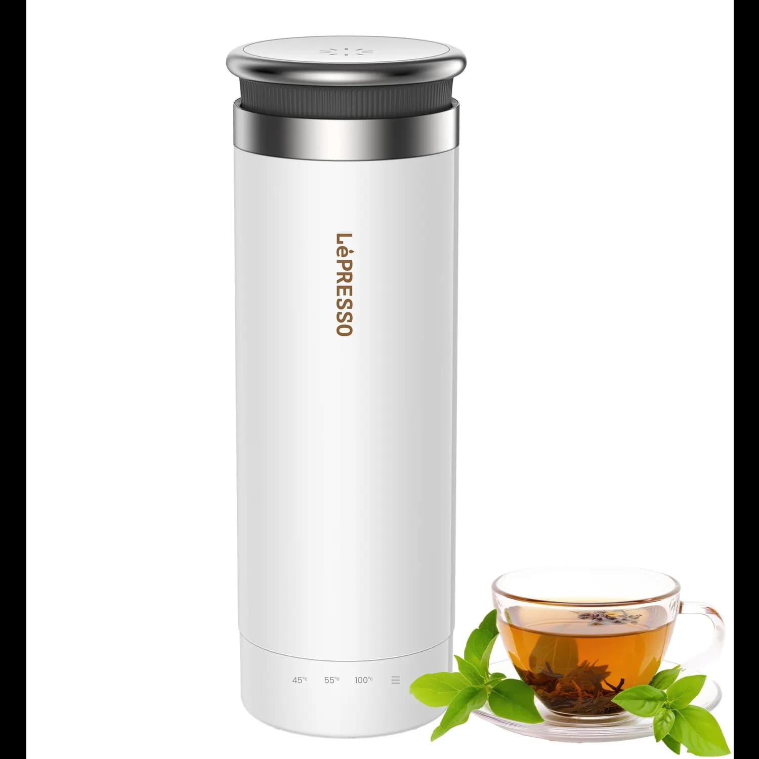 LePresso Electric Kettle LPCFFM0007-WH - Adjustable Temp, 300ml, White — Black 2