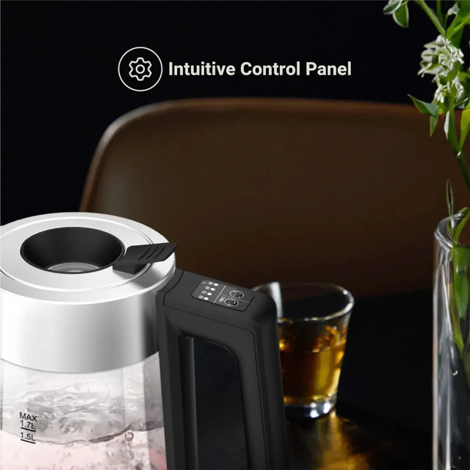LePresso Electric Kettle LPCFFM0008-BK - 1.7L Glass, Stainless Steel 2