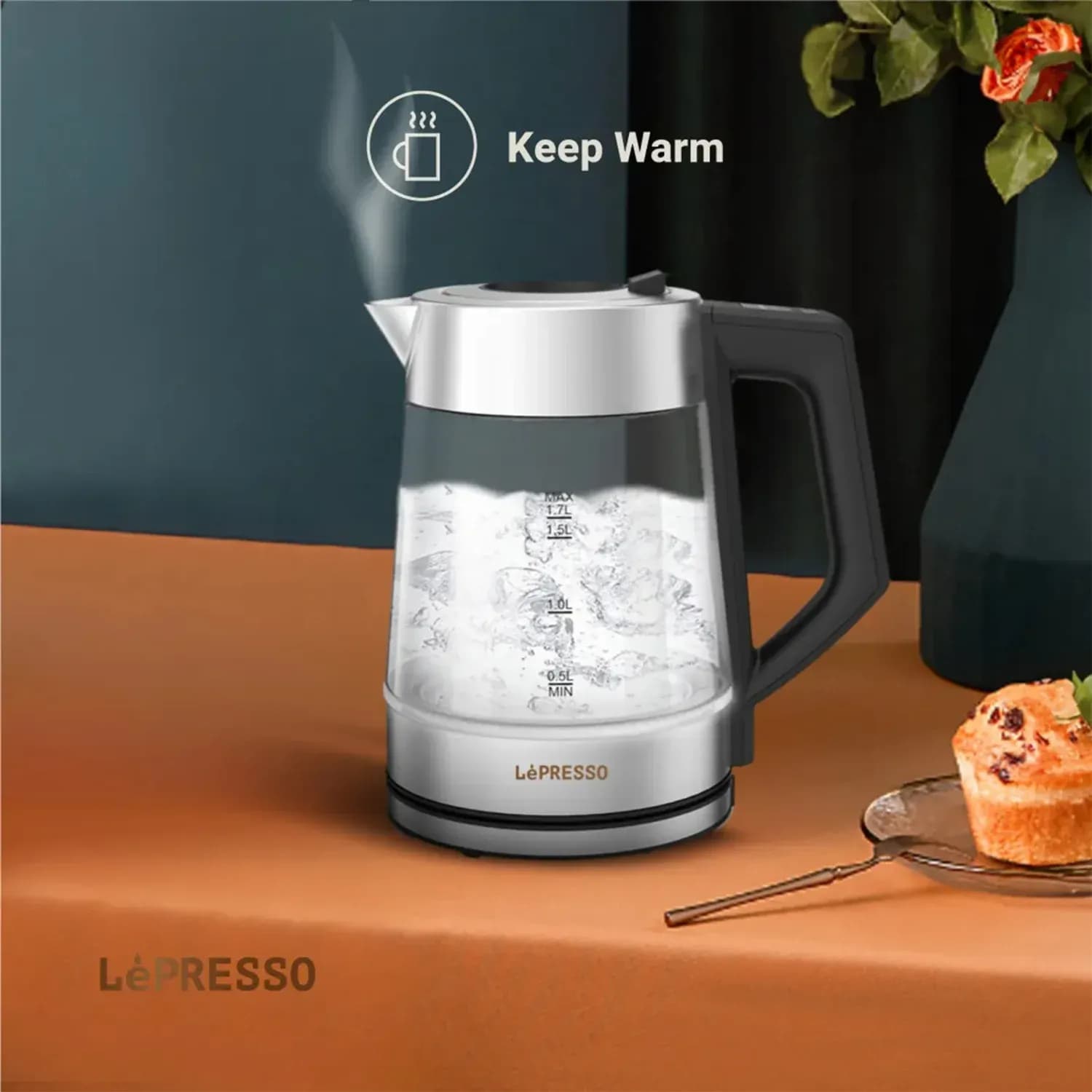 LePresso Electric Kettle LPCFFM0008-BK - 1.7L Glass, Stainless Steel 4