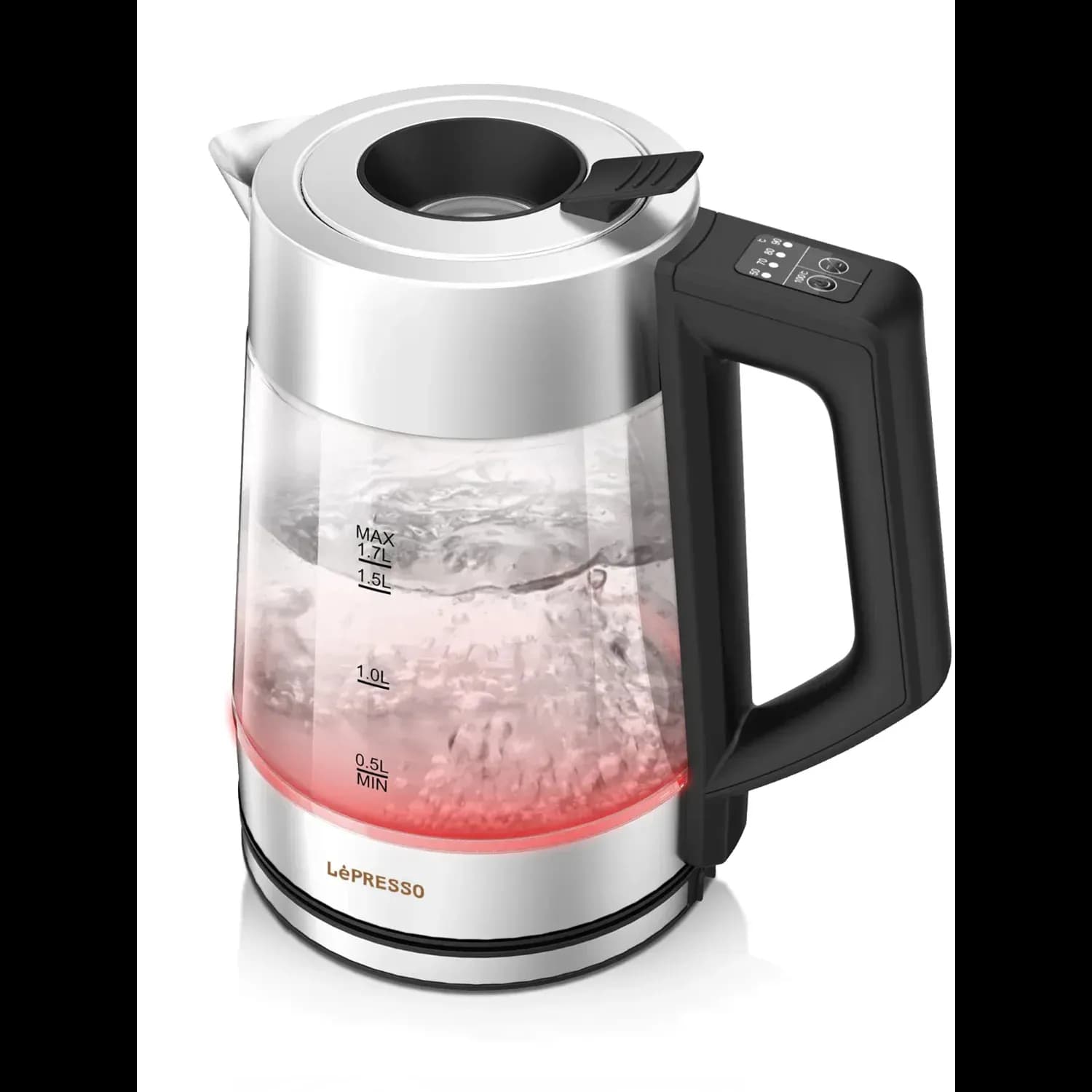 LePresso Electric Kettle LPCFFM0008-BK - 1.7L Glass, Stainless Steel 1 LePresso Electric Kettle LPCFFM0008-BK - 1.7L Glass, Stainless Steel 1
