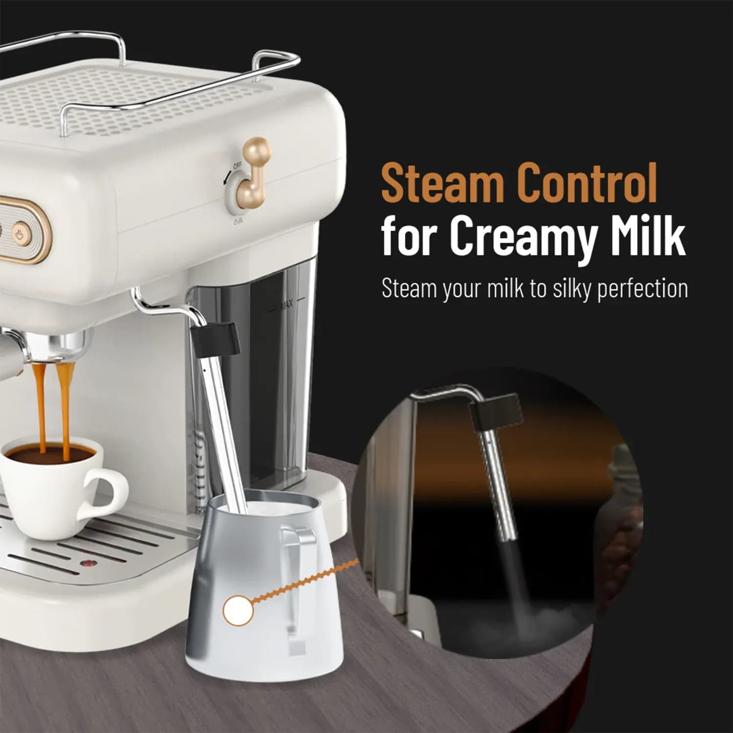 LePresso Espresso Machine with Boiler Gauge & Milk Steamer, - Black 4