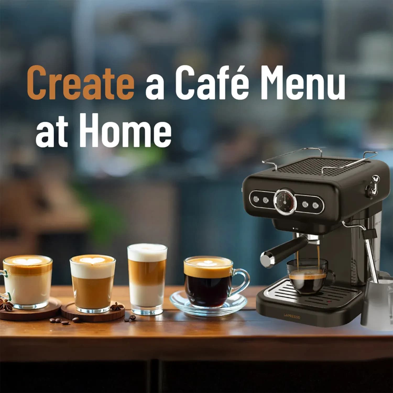 LePresso Espresso Machine with Boiler Gauge & Milk Steamer, - Black 5