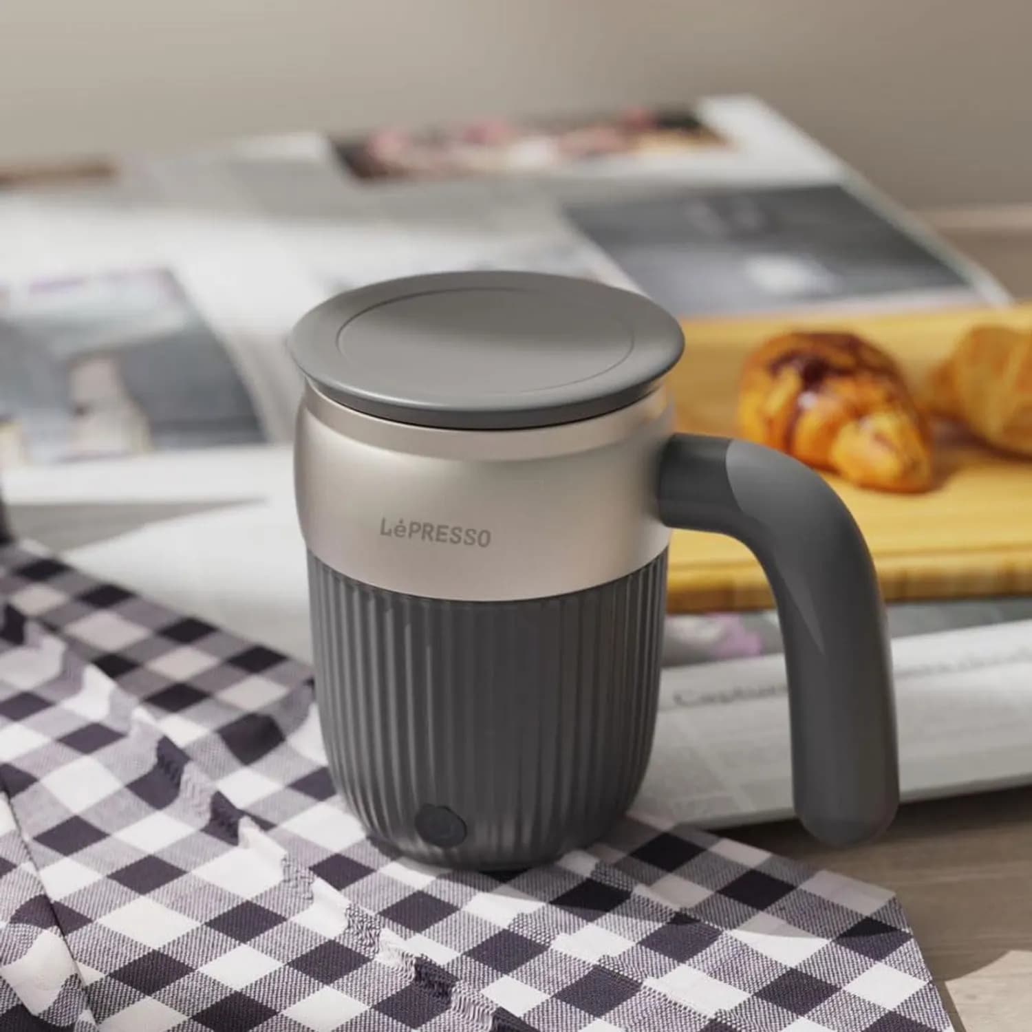 LePresso Stirring Mug - Rechargeable, 450ml Grey 2