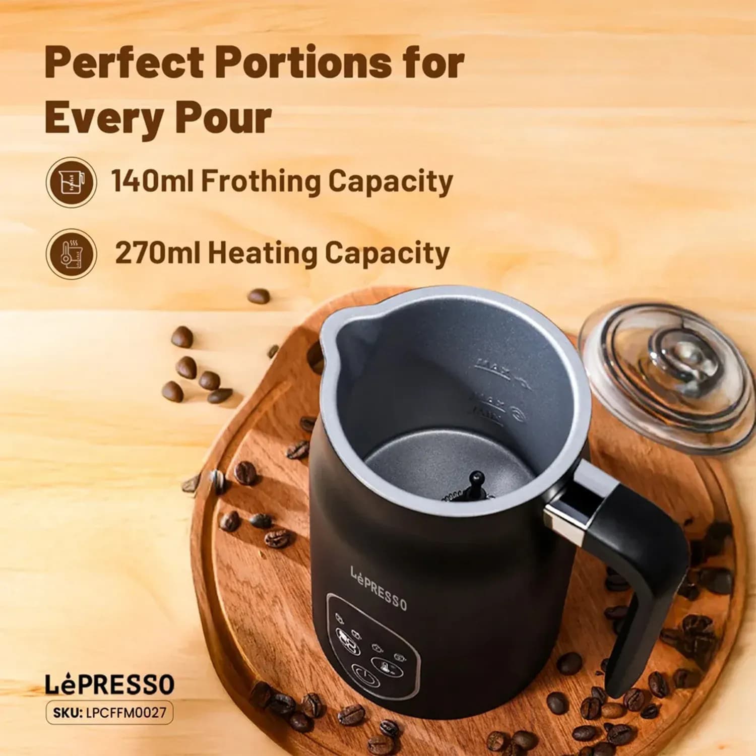 LePresso Electric Milk Frother - 4-in-1, Black 3