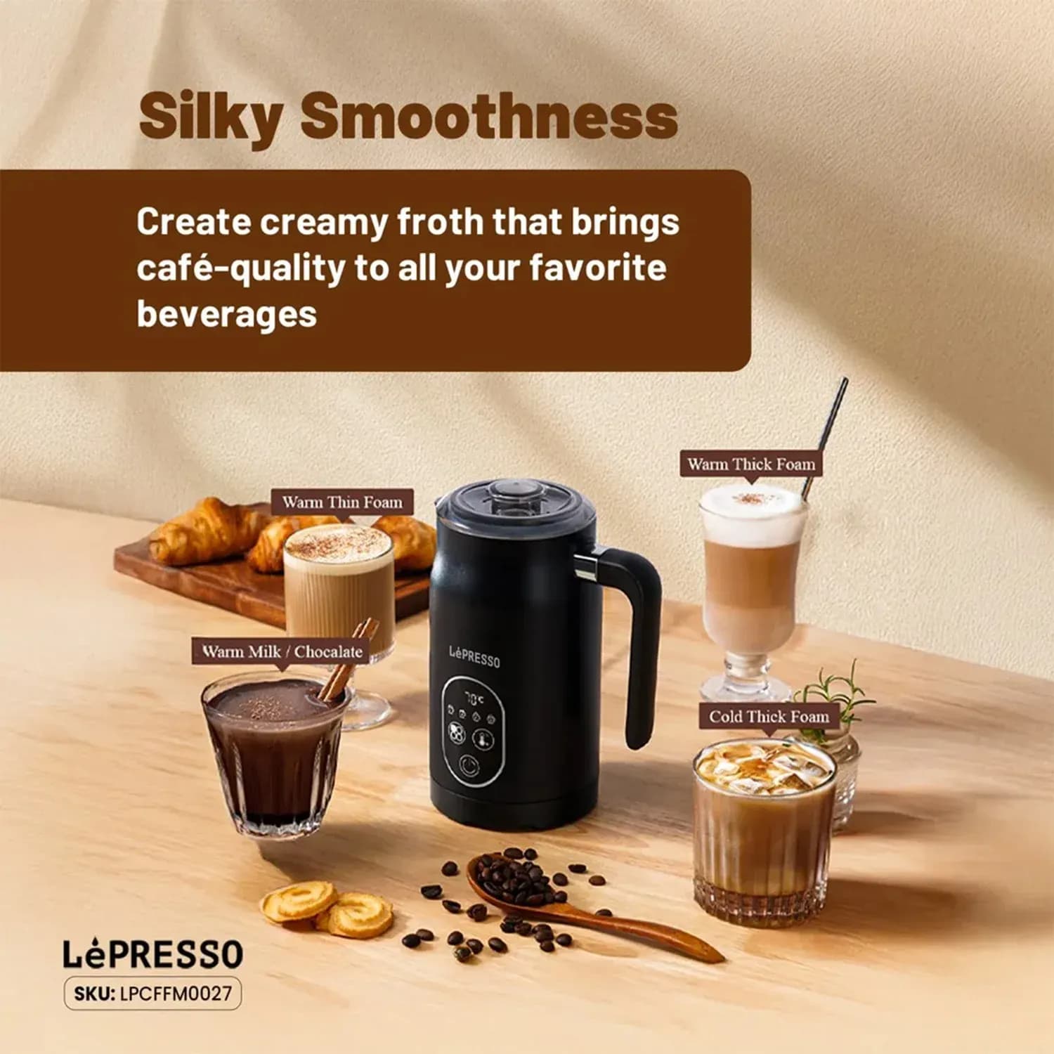LePresso Electric Milk Frother - 4-in-1, Black 4