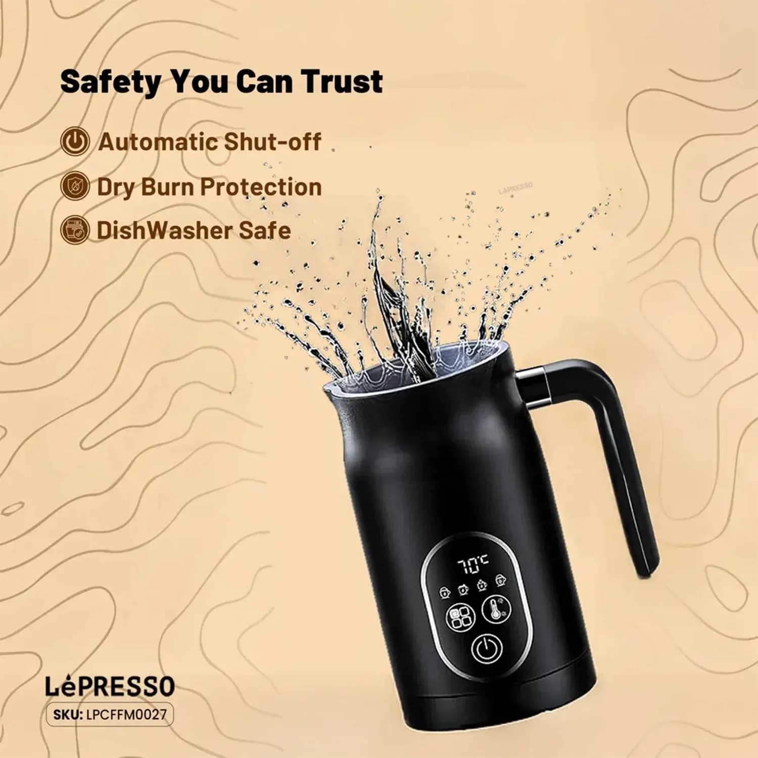 LePresso Electric Milk Frother - 4-in-1, Black 5