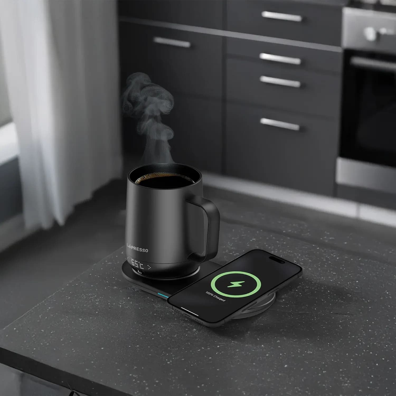 LePresso Smart Heating Mug - 355mL, Wireless Charging, Touch Display 2