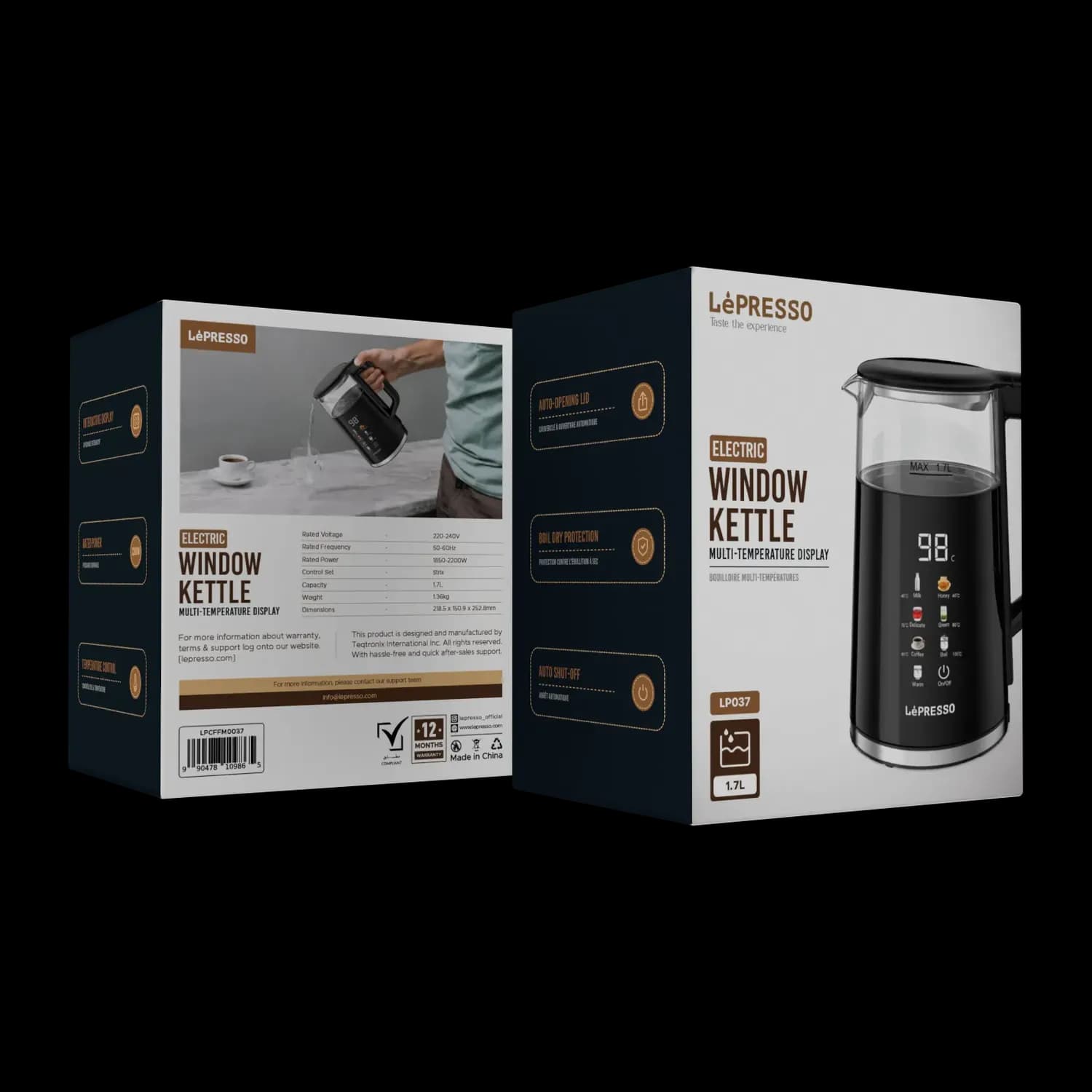 LePresso Electric Kettle - 1.7L, 2200W, Black 4