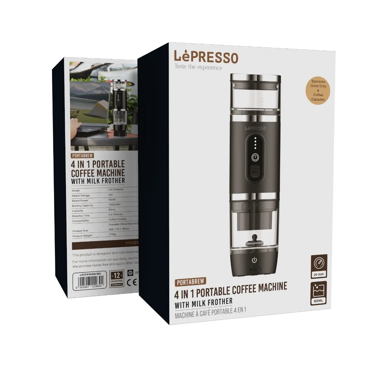 Lepresso 4 in 1 Portable Coffee Machine with Milk Frother 2